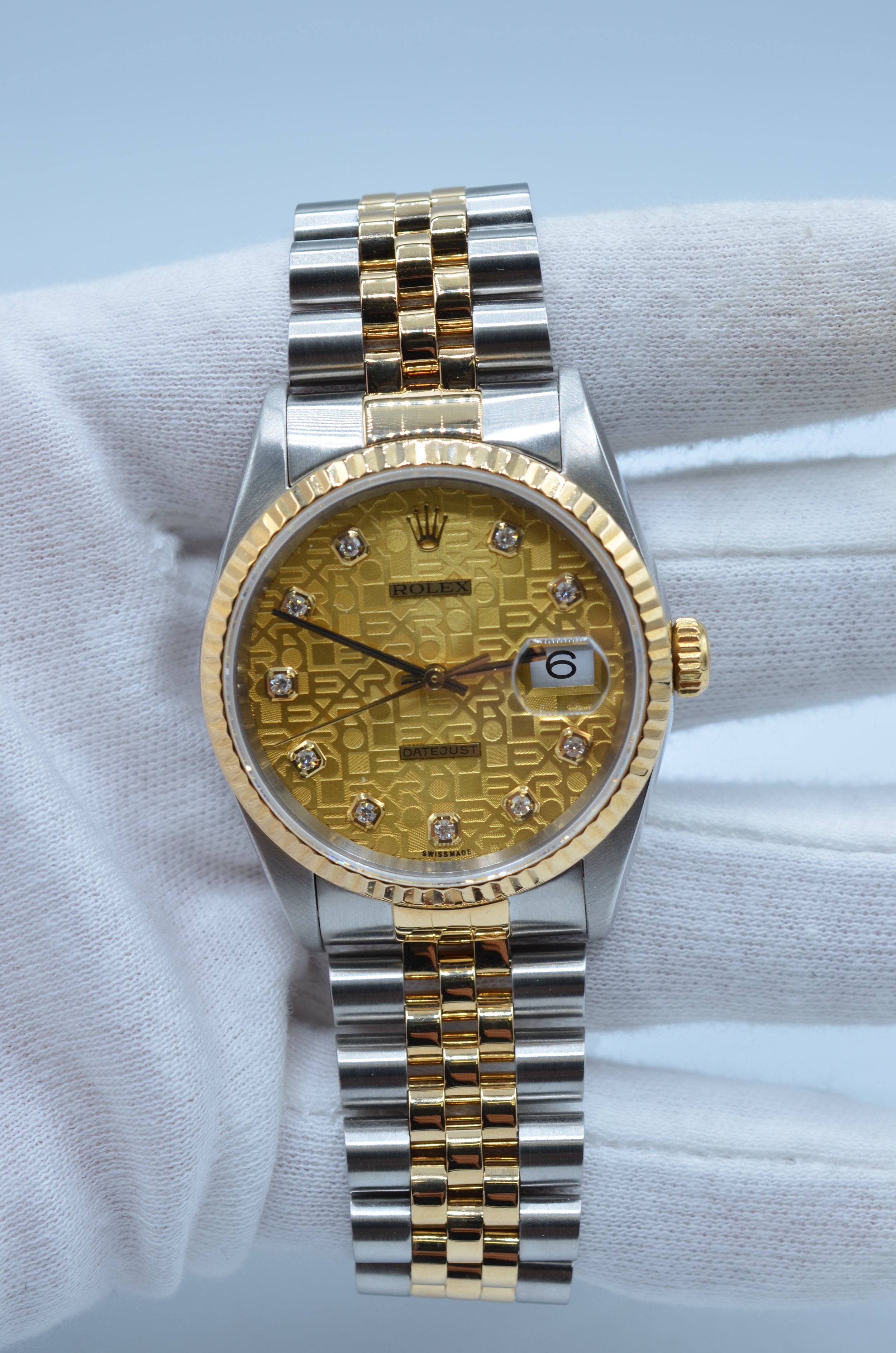 Rolex Datejust 36 16233 Diamond Computer Dial Two Tone Jubilee Watch 2000