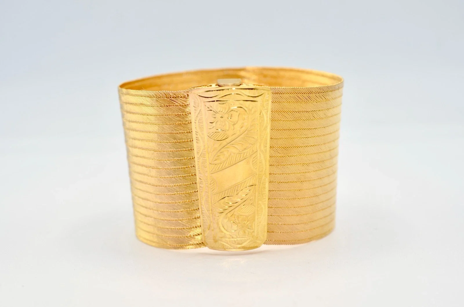 22K Yellow Gold Turkish Trabzon Hasir 17 Row Woven Mesh Bracelet 76.9g