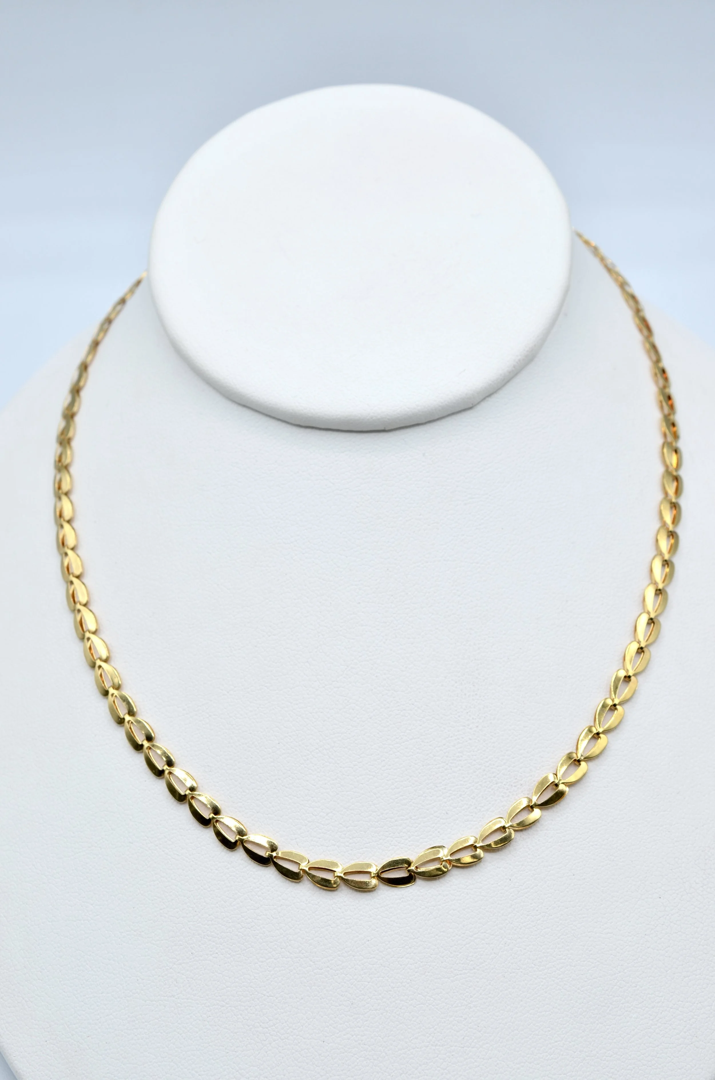 Vintage 14K Gold Coffee Bean Chain Necklace 16” Lobster Clasp 7.0g Italy
