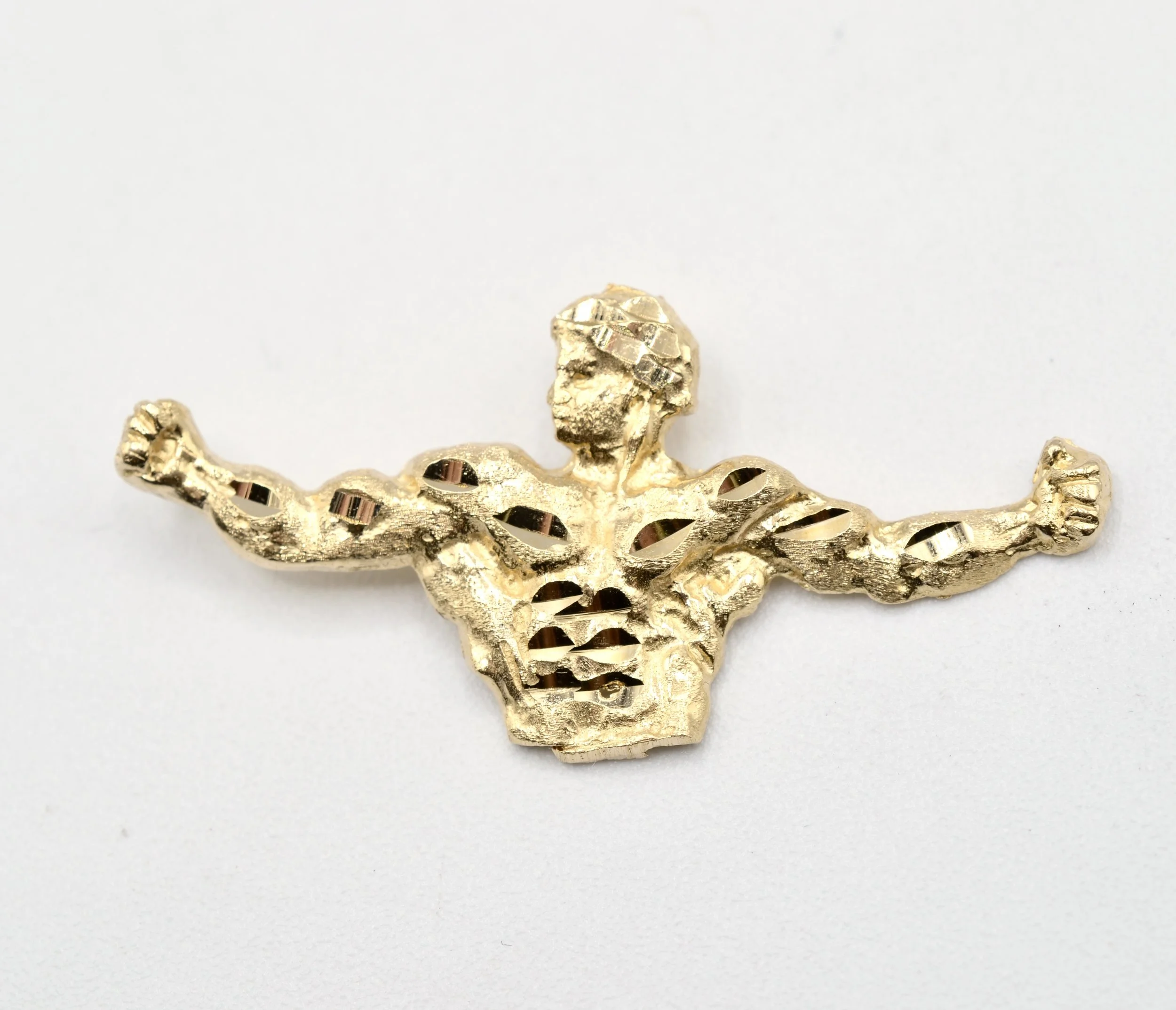 14k Gold Bodybuilder Charm/ Pendant – Diamond Cut – 4g

