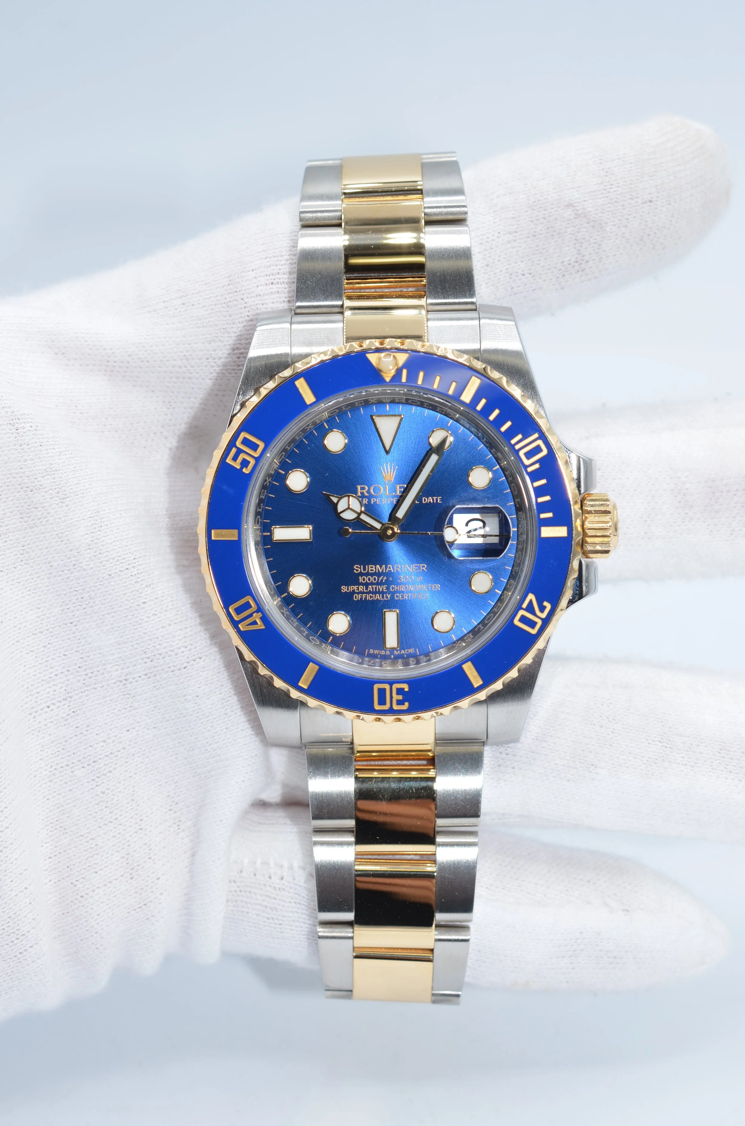 Rolex Submariner 116613LB Bluesy 40mm Two Tone 18K Gold Steel Box Papers