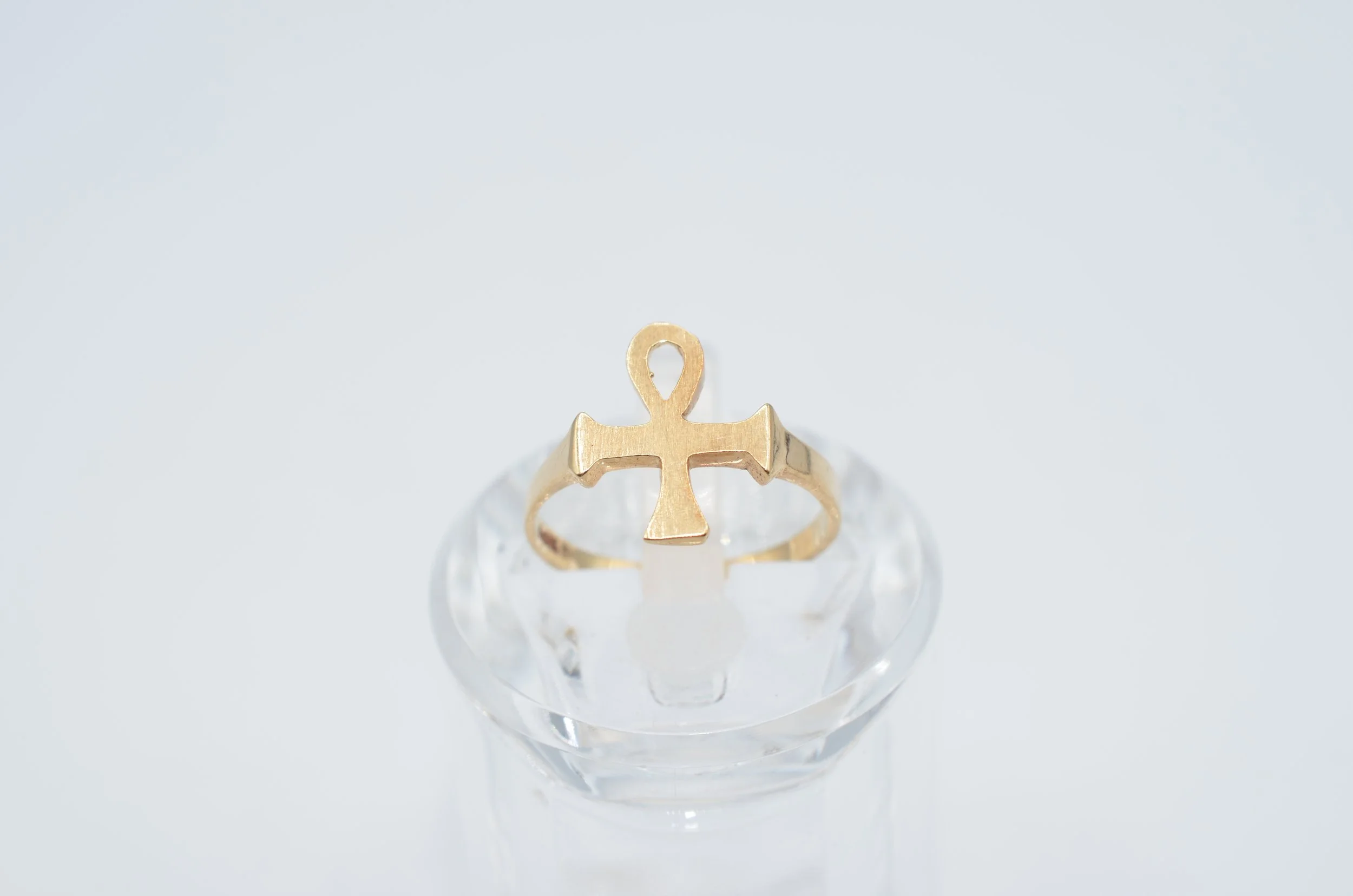 Vintage 14K Yellow Gold Egyptian Ankh Key of Life Ring Size 5.75 1.7g