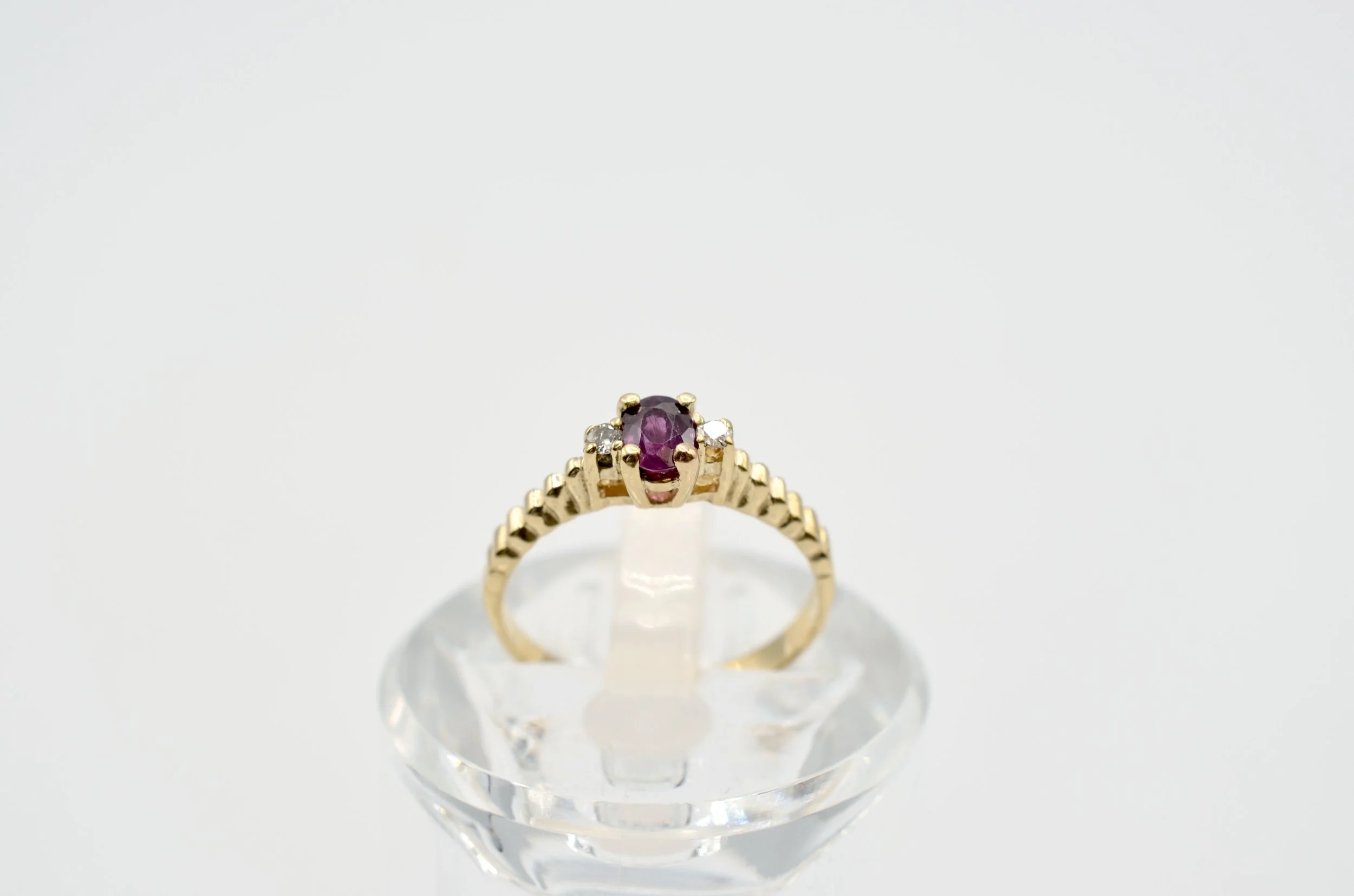 Vintage 14K Gold Diamond & Color Stone Ring Size 6 Natural Stones.~1.8gr