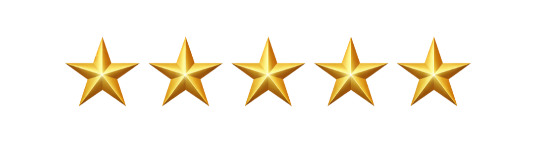 Five gold stars with a 5-star rating