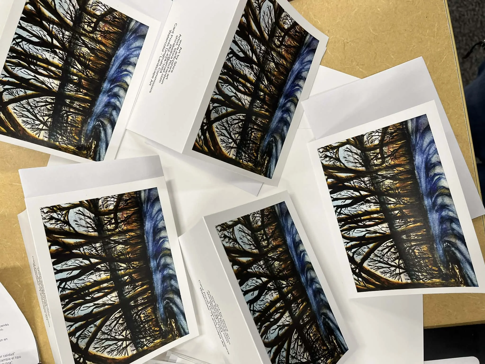 Set of (5) Blank Cards with envelopes - Print (copy) Snowtracks in Wisconsin Woods - By Shira Richardson