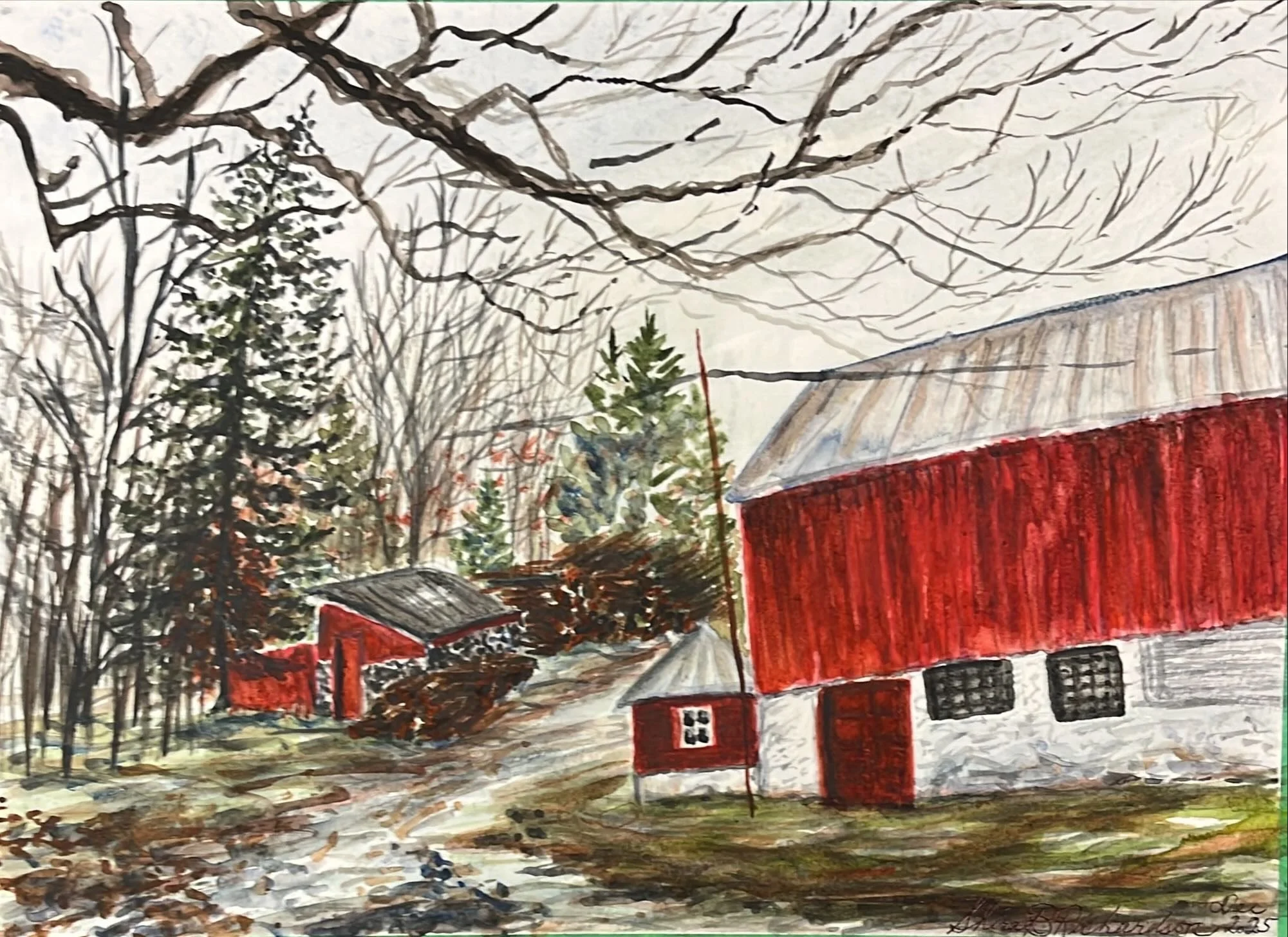 Print of Barn at Lapham Peak State Park, Wisconsin - Watercolor by Shira Richardson
