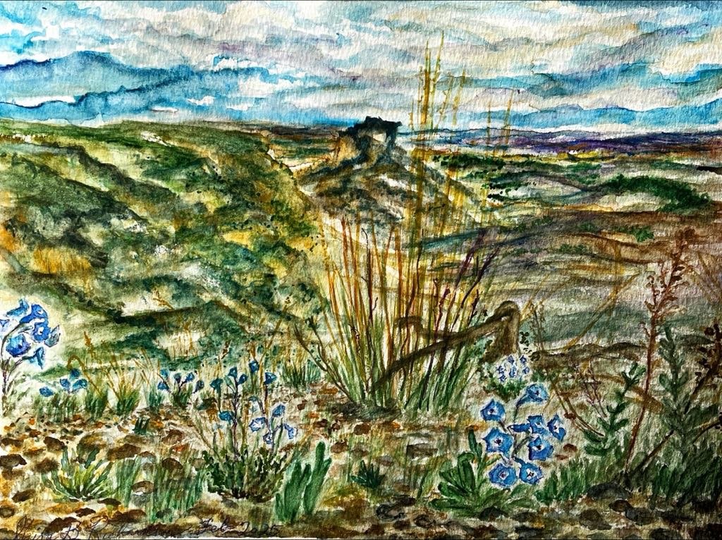 Original Watercolor - Castle Rock in Montana - Watercolor by Shira R