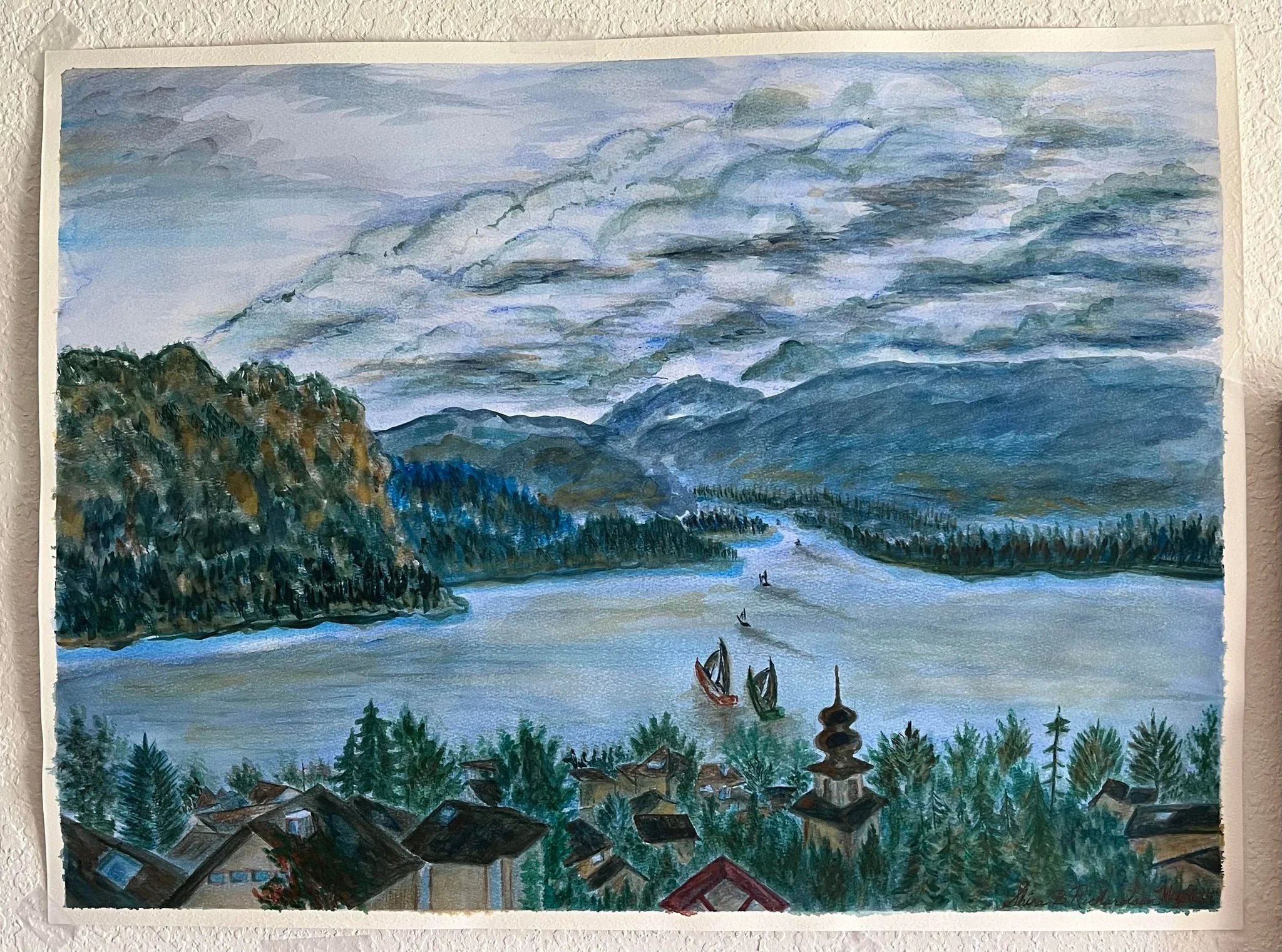 Print (Copy) - Austria Waterscape - Print approx 8"x10" - Watercolor by Shira R