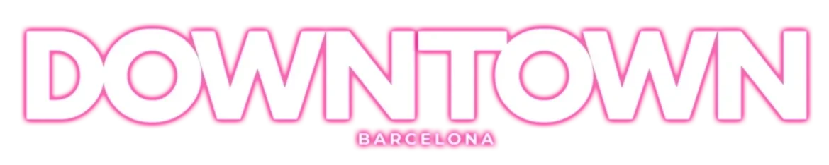 Bold pink and white text spelling 'DOWNTOWN BARCELONA'.