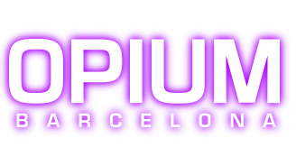 Text that says 'OPIUM BARCELONA' in purple and white on a black background.
