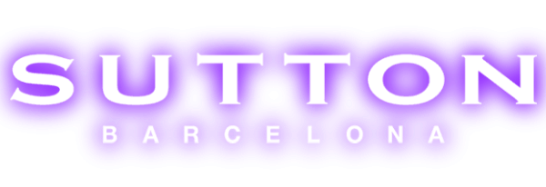 Sutton Barcelona logo with white text on a purple background