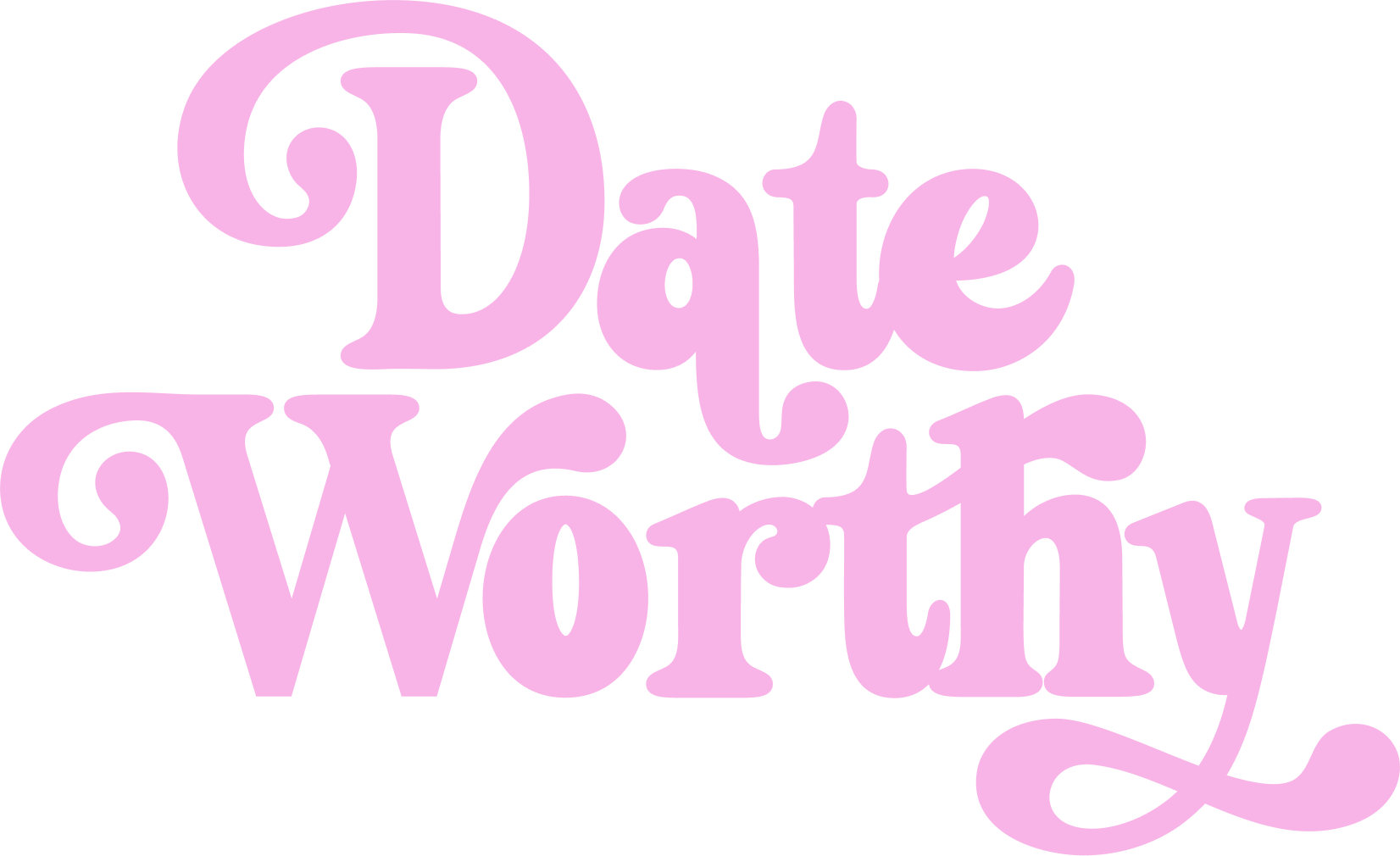 "Date Worthy" text in pink stylized font.