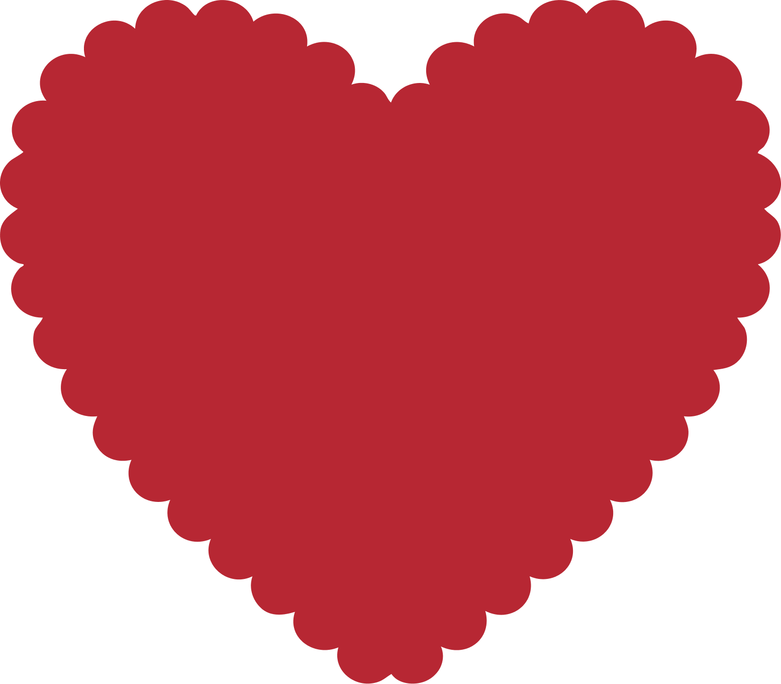 Red scalloped heart shape