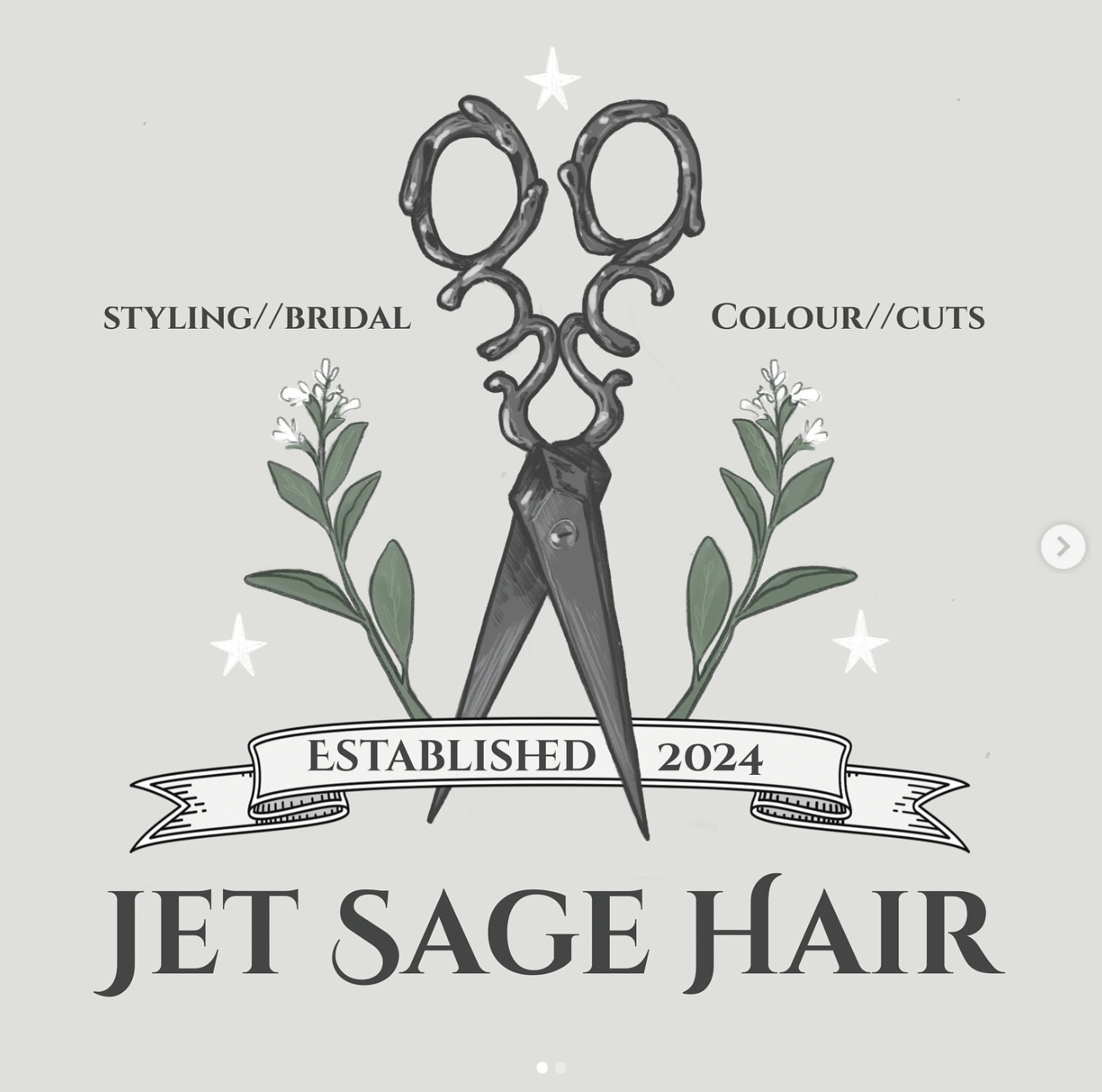 Image of Jet Sage Hair Logo - Established 2024 - Styling Bridal Colour Cuts
