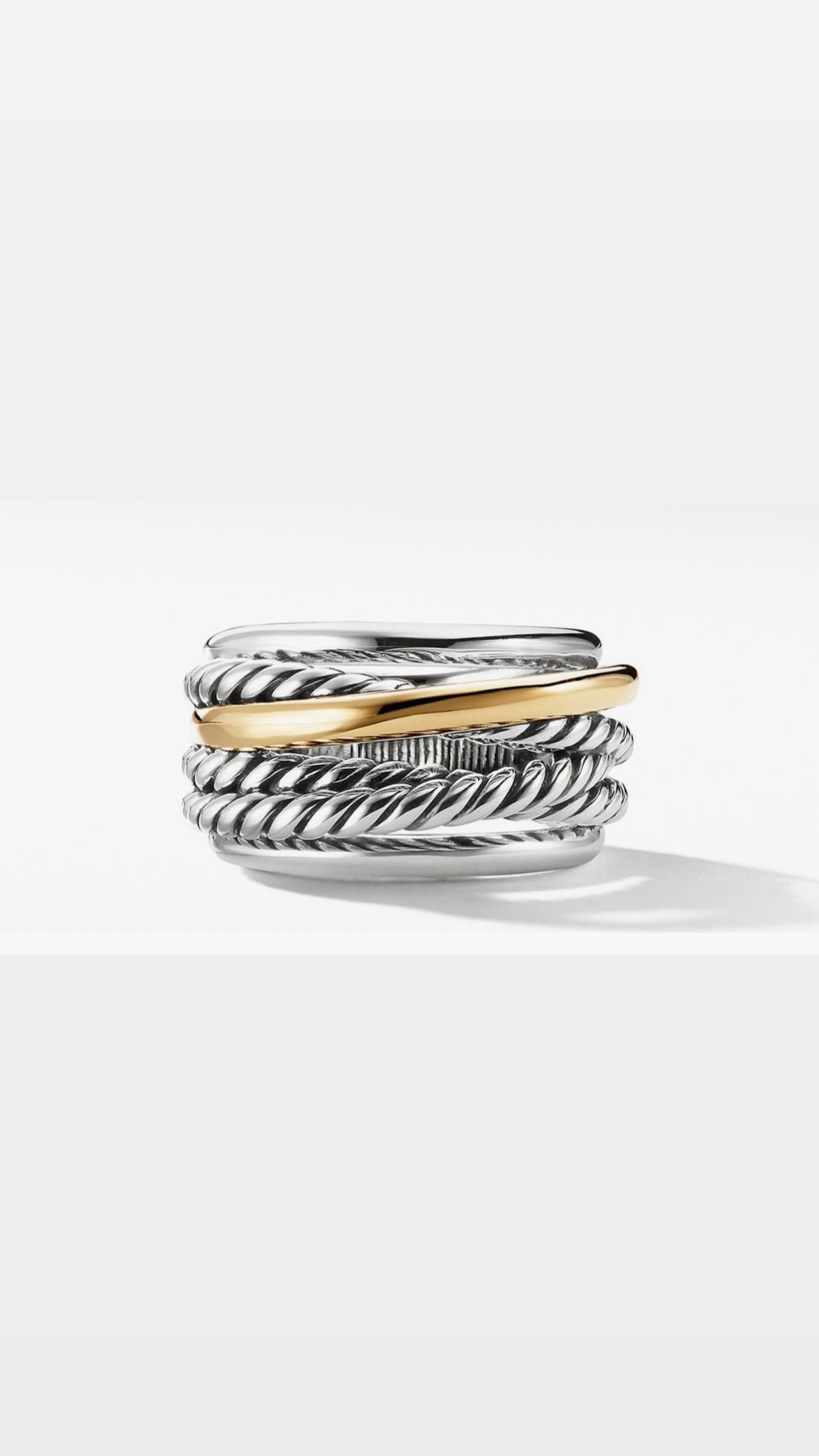 Narrow Two Tone Crossover Ring