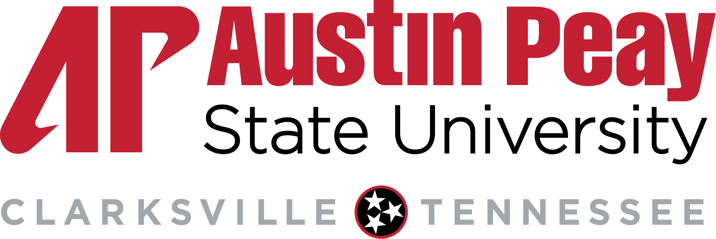 Logo of the Austin Peay State University in Clarksville, Tennessee, featuring the university name and a circular emblem with stars.