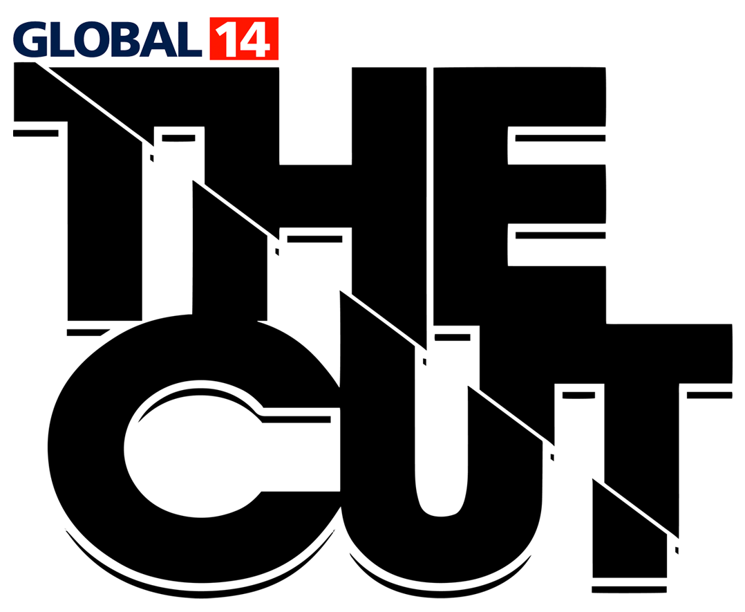 A logo with the text 'GLOBAL 14' in bold, with 'GLOBAL' in dark blue and '14' in white inside a red square. The background is a gradient from light pink to darker pink.