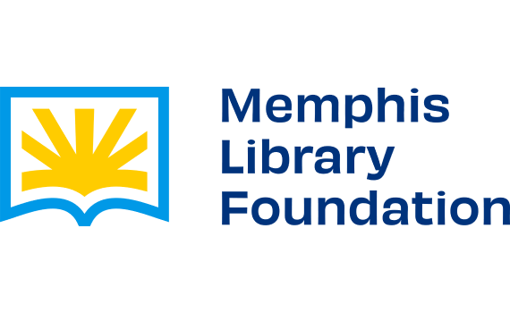 Memphis Library Foundation logo with a stylized open book and a yellow sunburst.