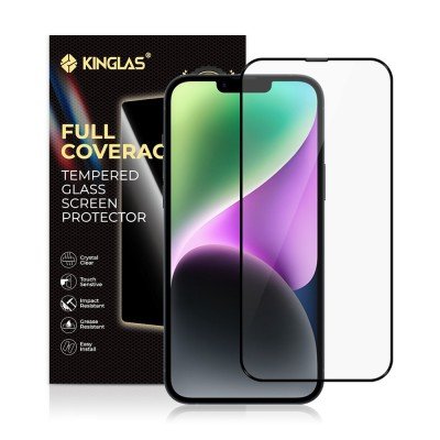 Kinglas Full Screen Black Edge Tempered Glass Screen Protector for iPhone 16E