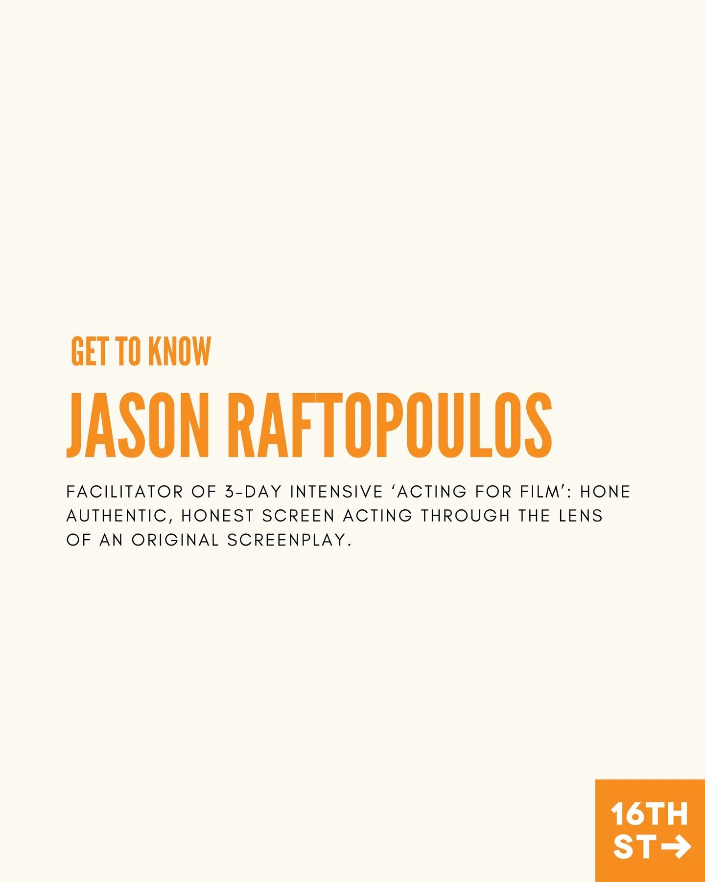 Jason is a master at eliciting raw and honest performances, join him for our 3 day intensive, &lsquo;Acting for Film&rsquo;. March 19th - 21st. Link in bio.