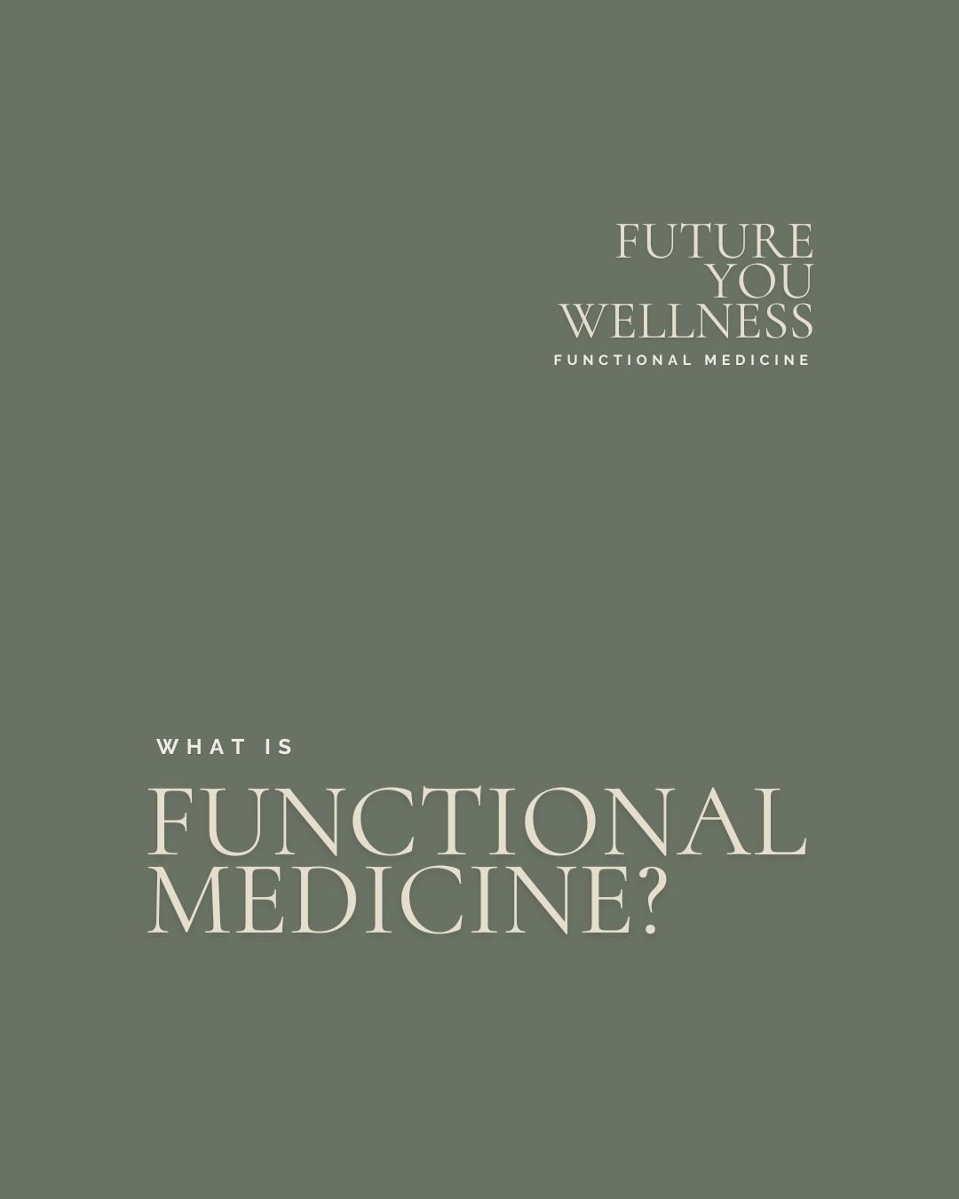 Green cover page with the title 'What is Functional Medicine?' in large white text, and 'Future You Wellness' with 'Functional Medicine' underneath in smaller white text.