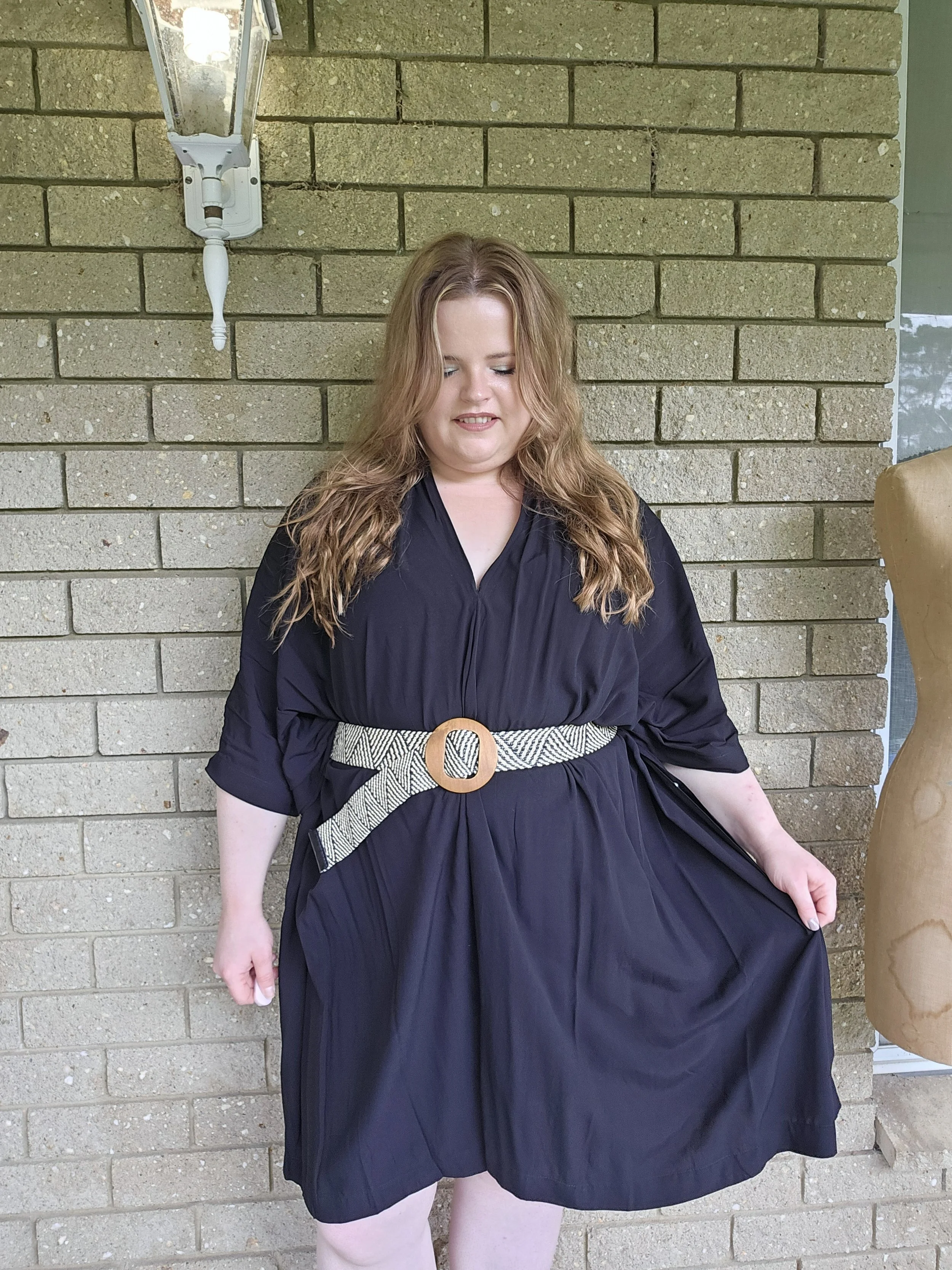 Wood and Monochrome Woven Belt