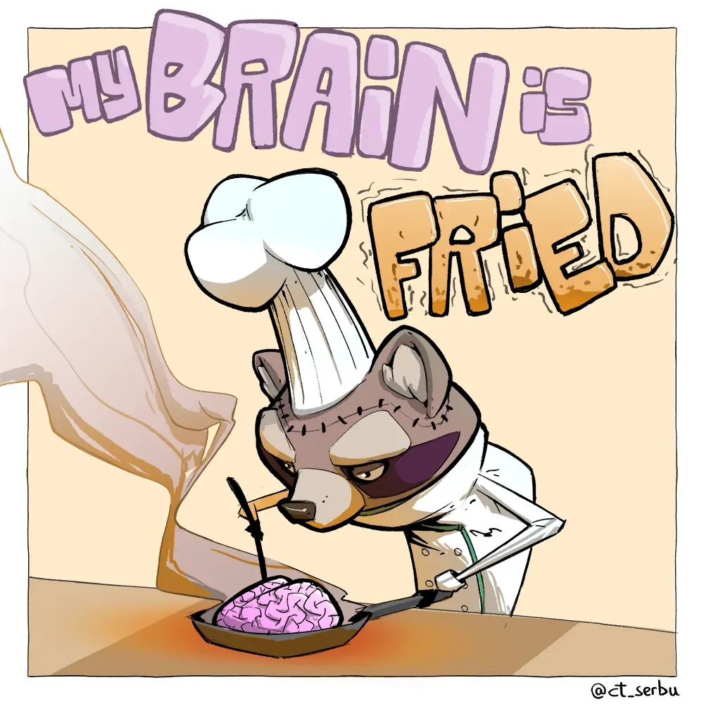 Comic about mental exhaustion.