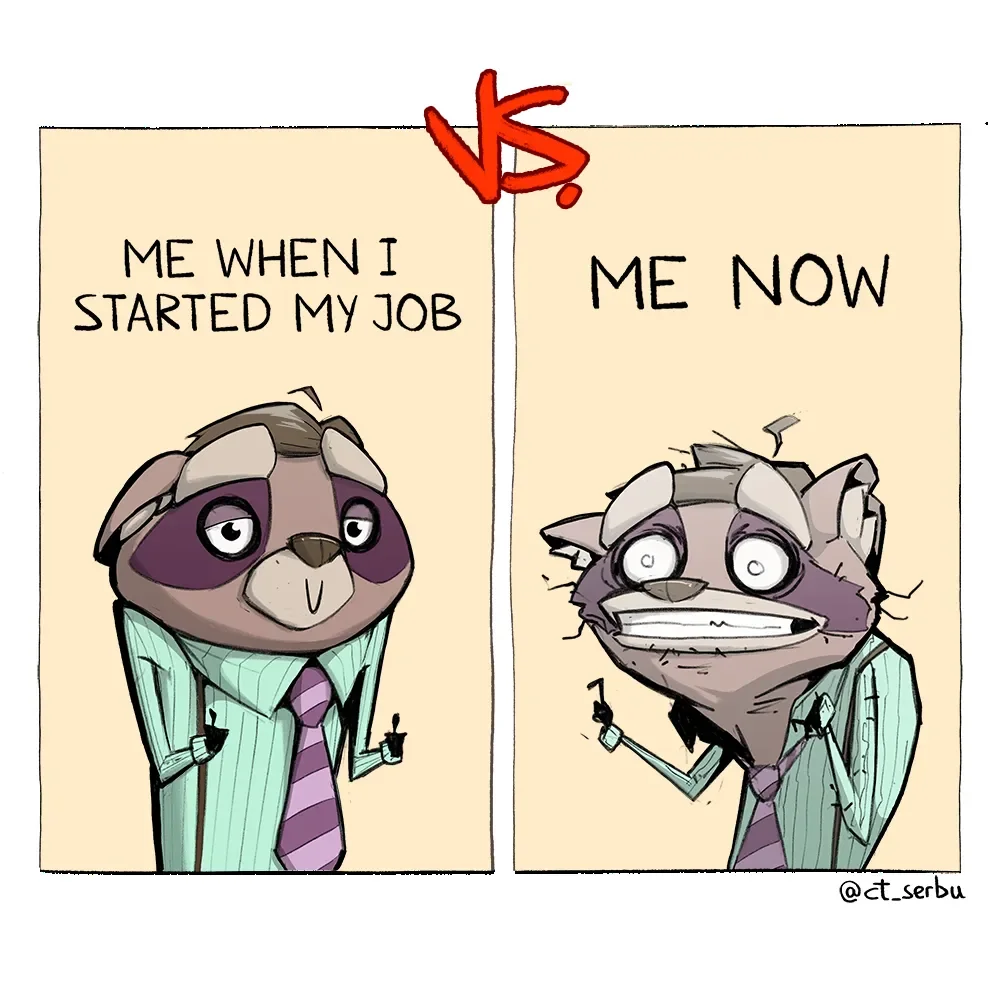 Comic about job excitement.