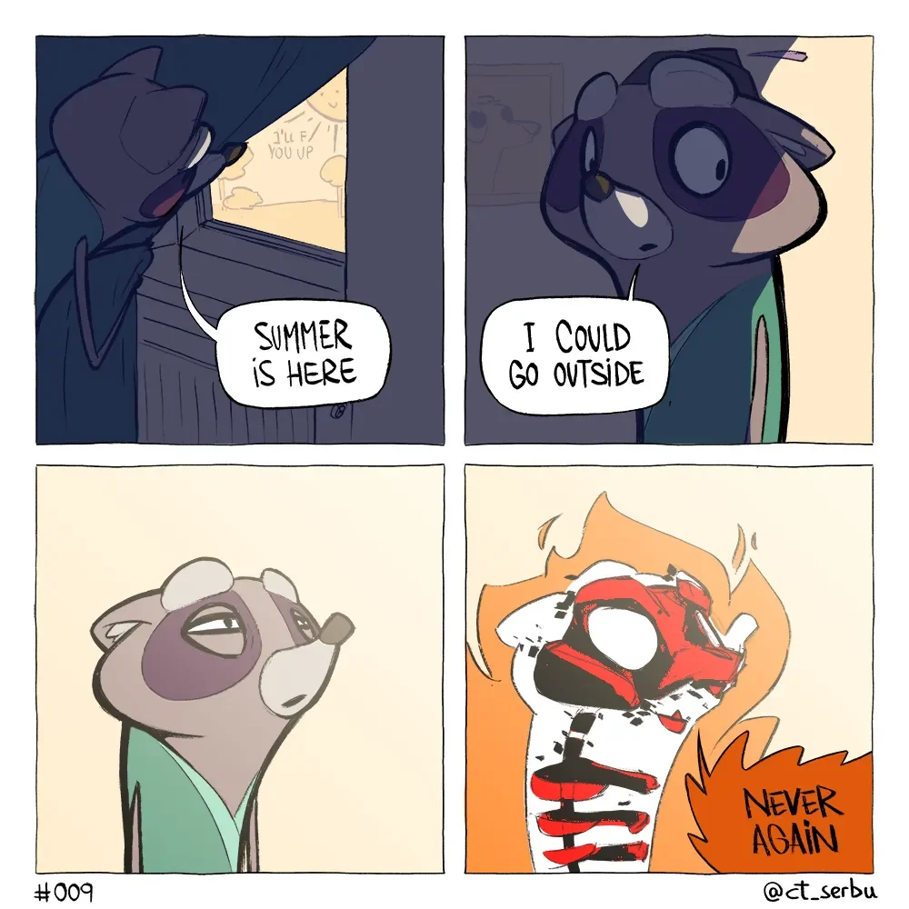 Comic about hot summer weather.