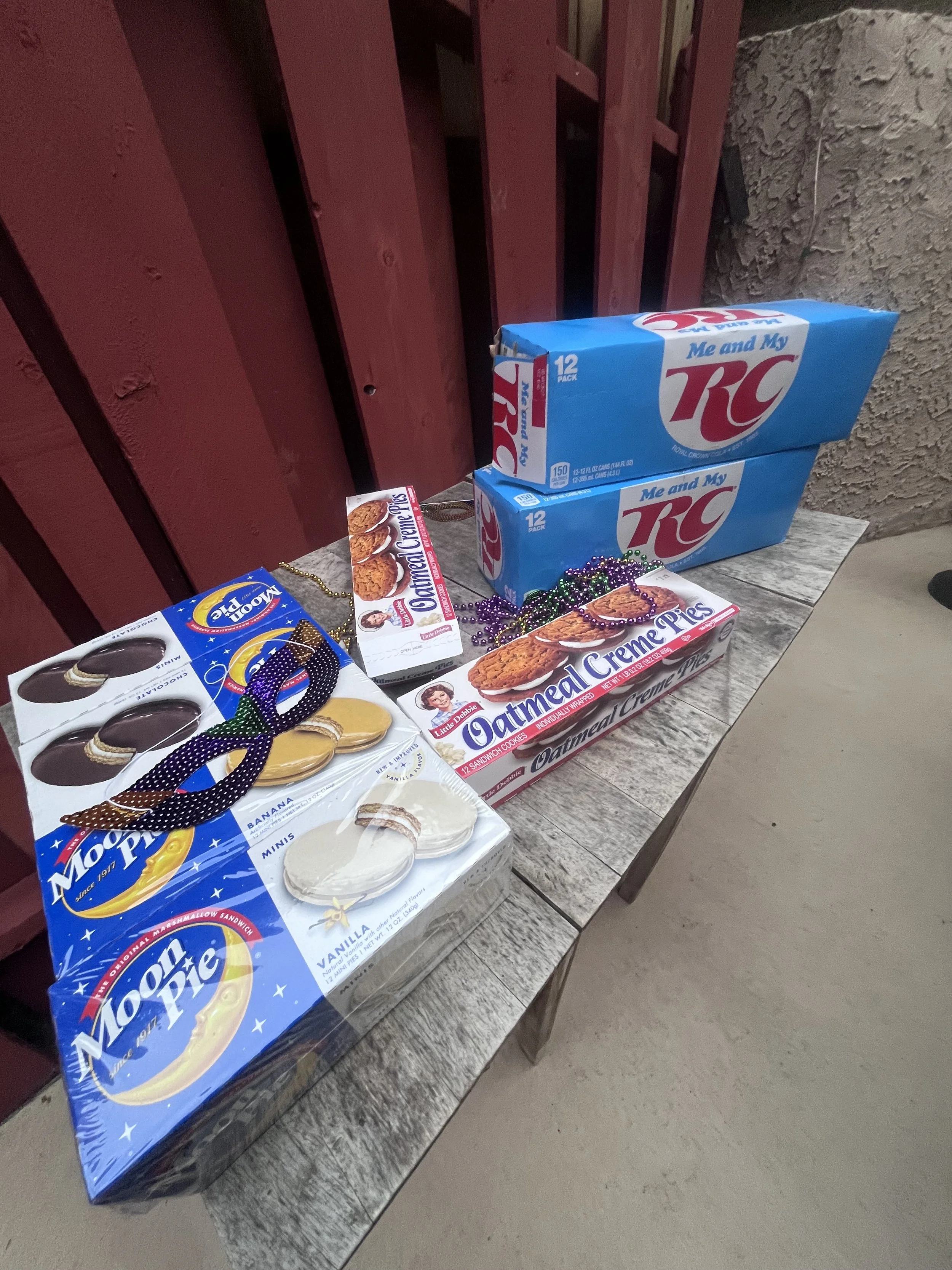 Mardi Gras tradition - moon pies and RC Cola! (Mobile, AL)