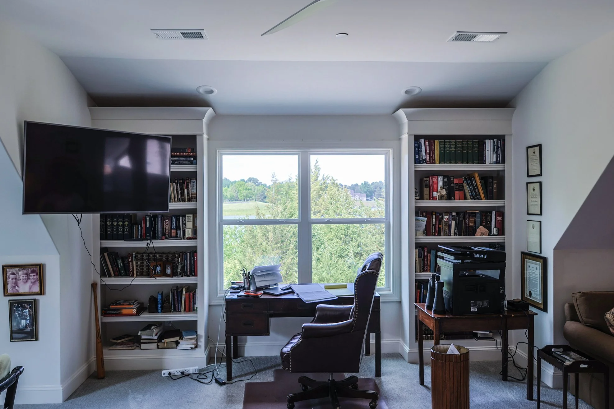 personal office setting with grand view from second story