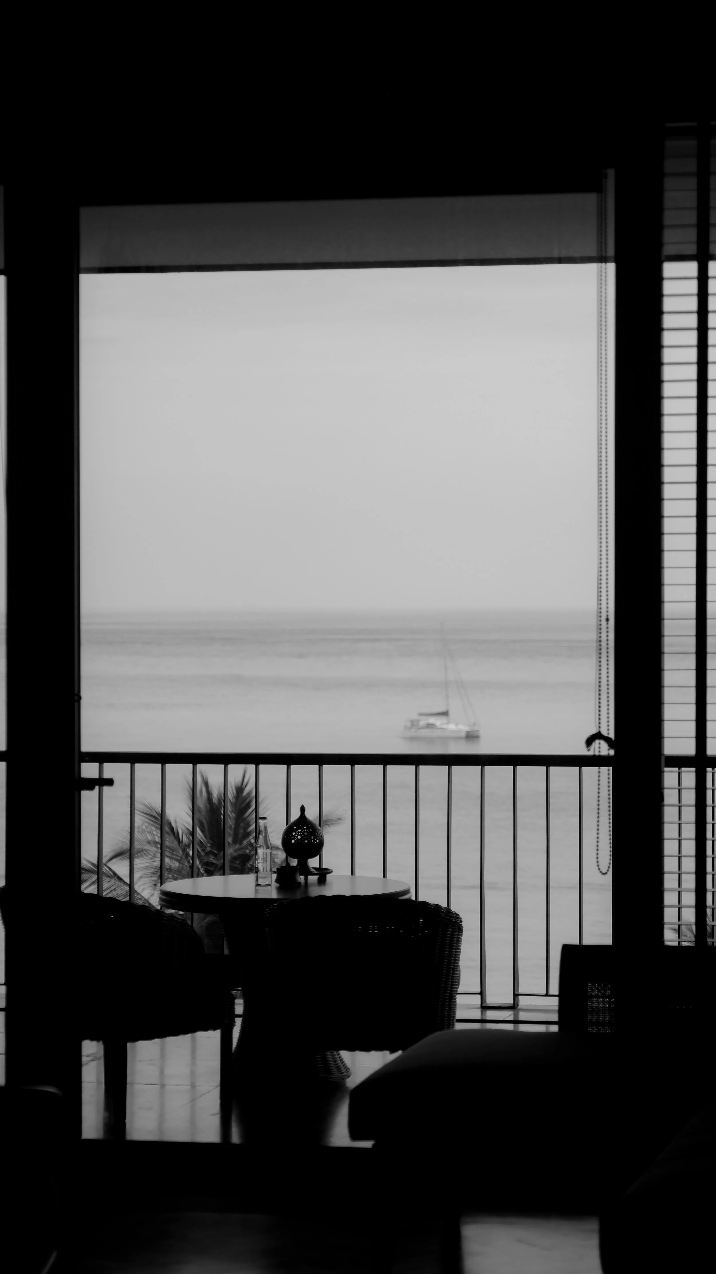 The Sira Lombok guest room balcony ocean view.