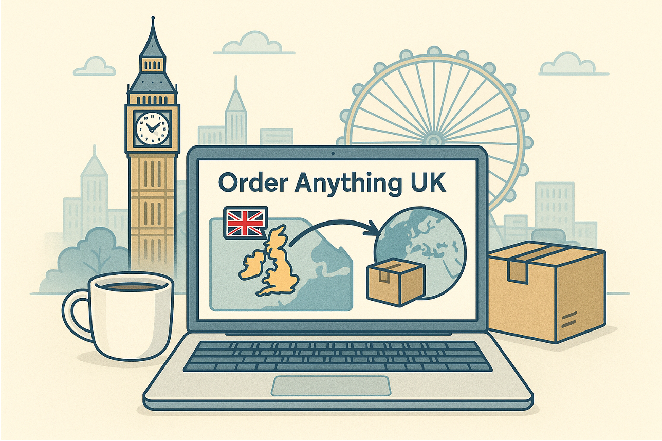 ordering items from England, Scotland, Wales, shipping globally. Order anything you want from the UK