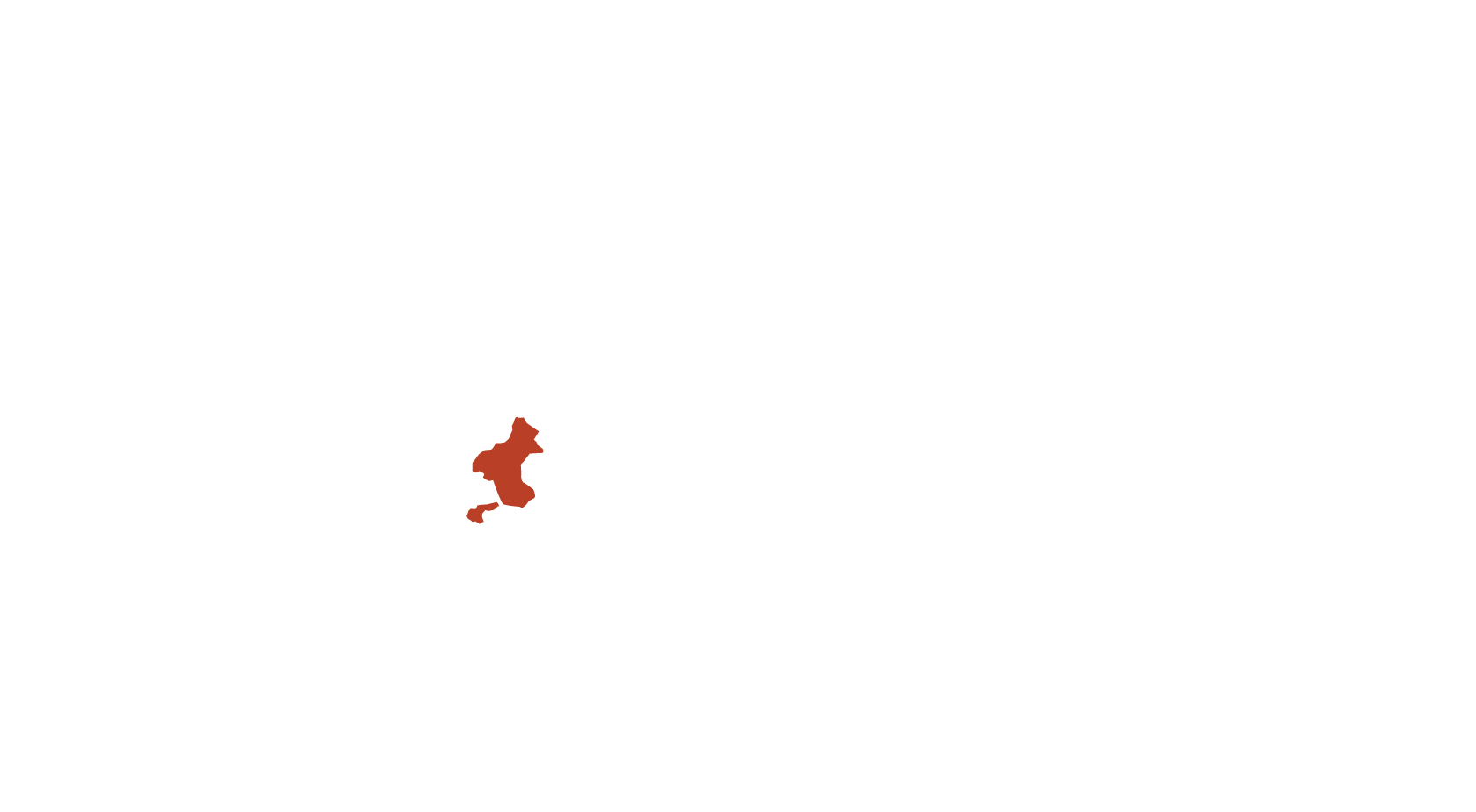Map of Japan highlighting Hyogo Prefecture in red with its name in Japanese and English.