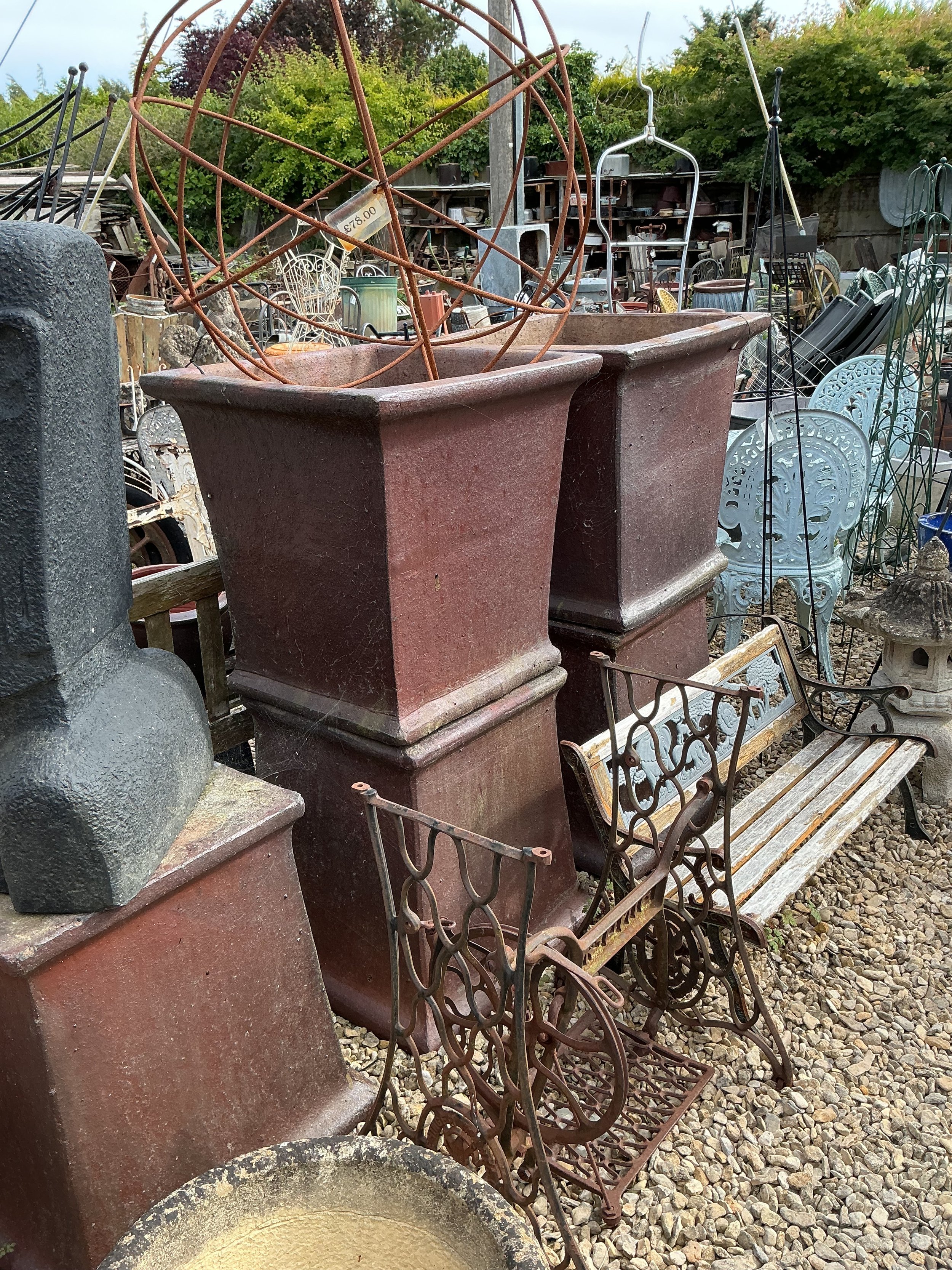 Thai glazed square planter.