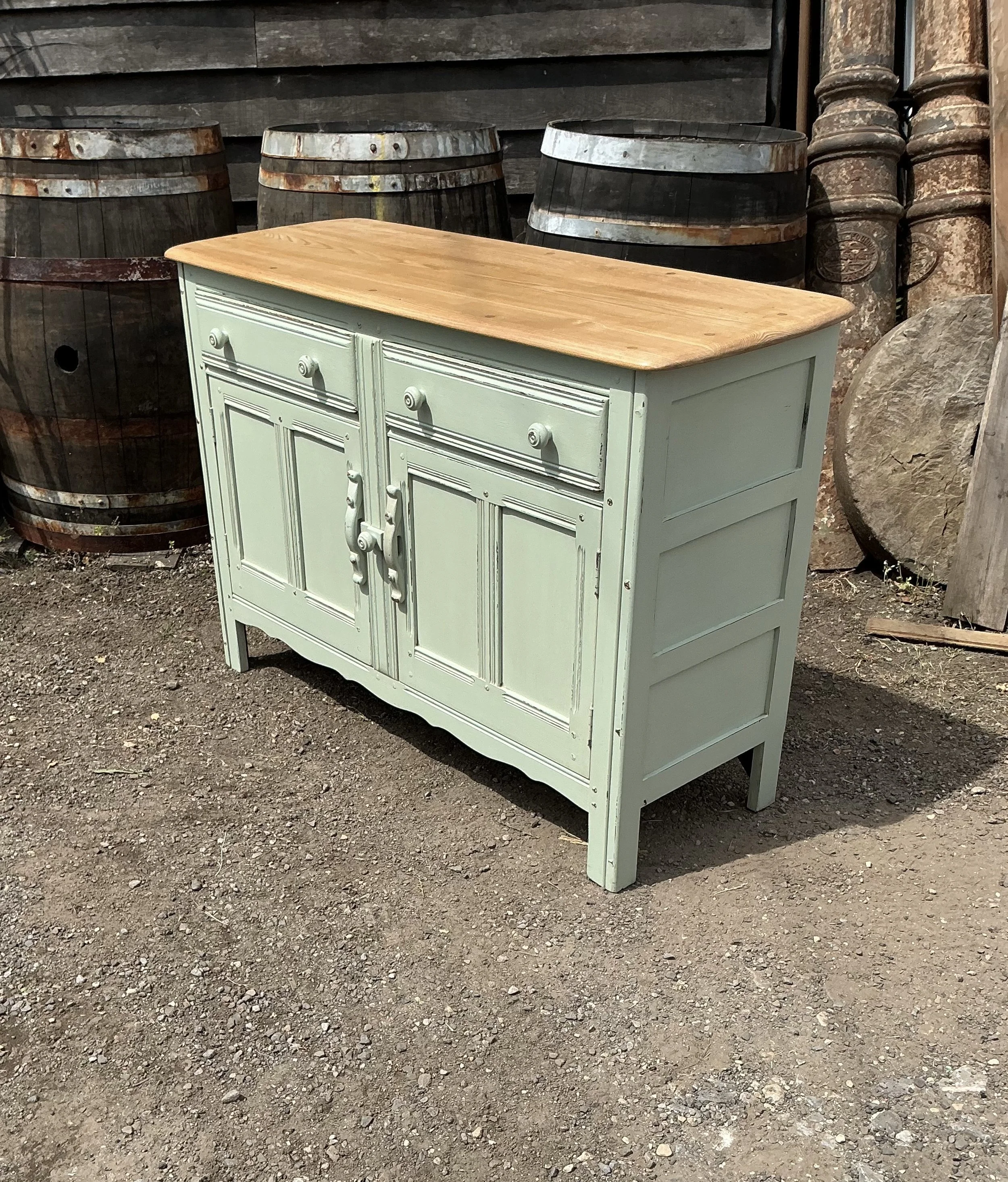 Painted and distressed Ercol sideboard.