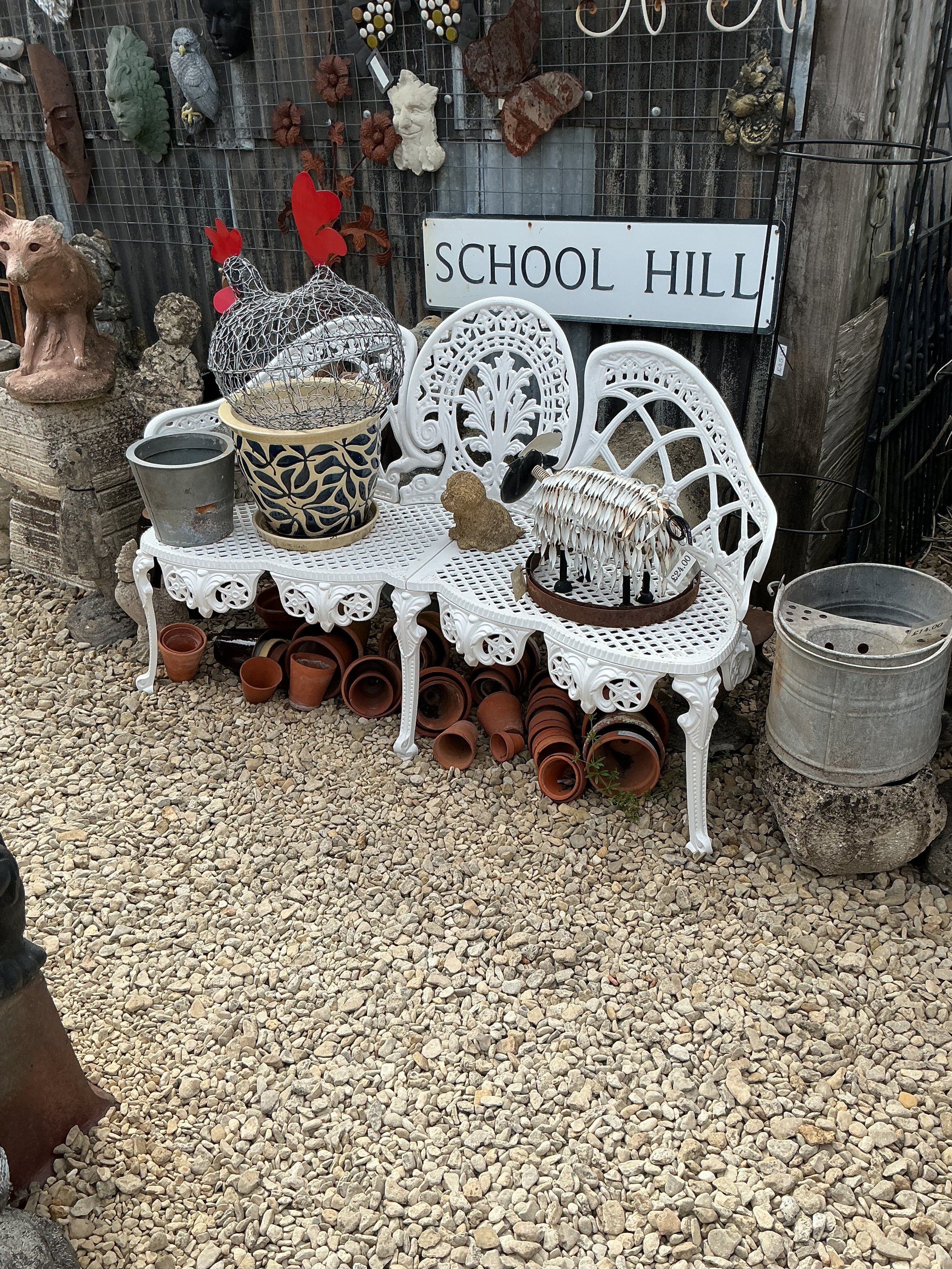 Aluminium white garden bench.