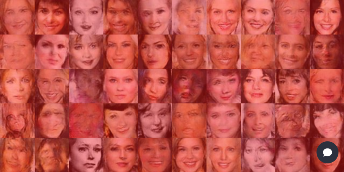 A collage of multiple overlapping images of a woman's face with various expressions.