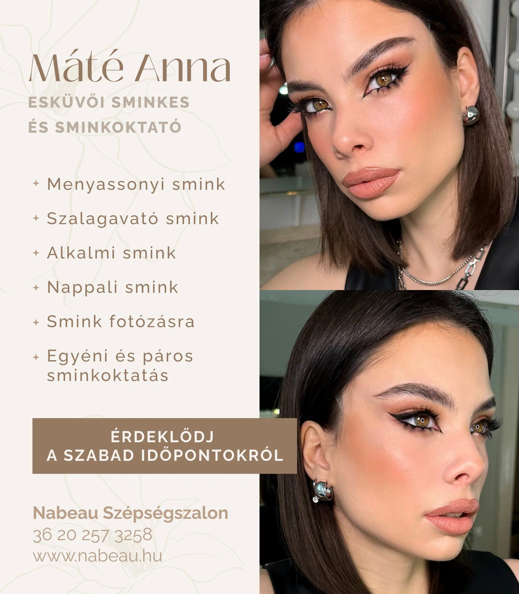 Fontos esem&eacute;nyre k&eacute;sz&uuml;lsz &eacute;s a legjobb form&aacute;dat hozn&aacute;d?

Vagy megfogadtad, hogy megval&oacute;s&iacute;tsd a r&eacute;gi v&aacute;gyadat, &eacute;s egy profit&oacute;l tanuln&aacute;d meg, hogyan sminkeld magad