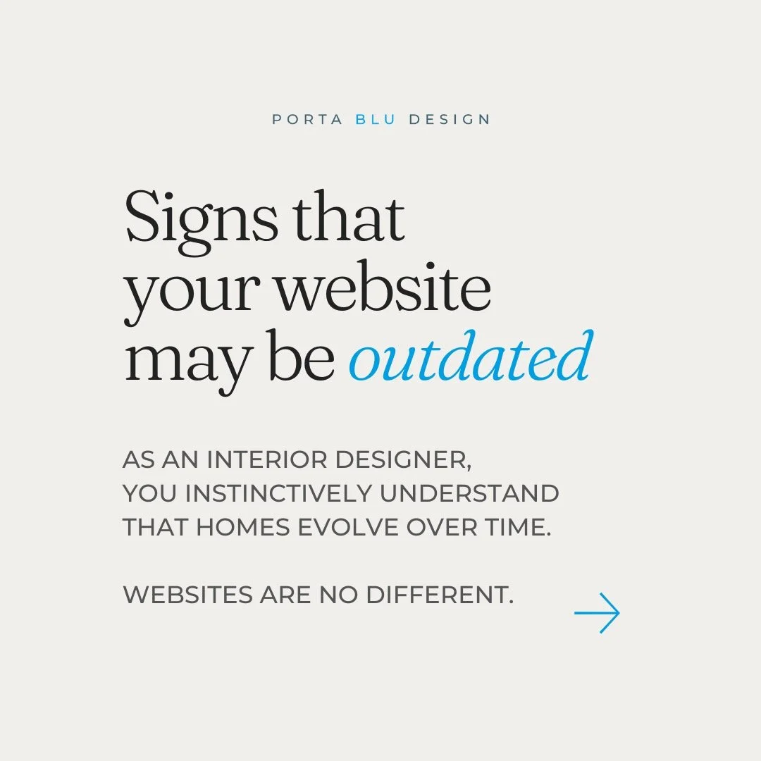 Your website may be outdated! 😱

Over time, your website should evolve with your design business.

But if you&rsquo;re being honest&hellip; does yours still reflect the level of work you&rsquo;re doing TODAY?

Many interior designers create a websit