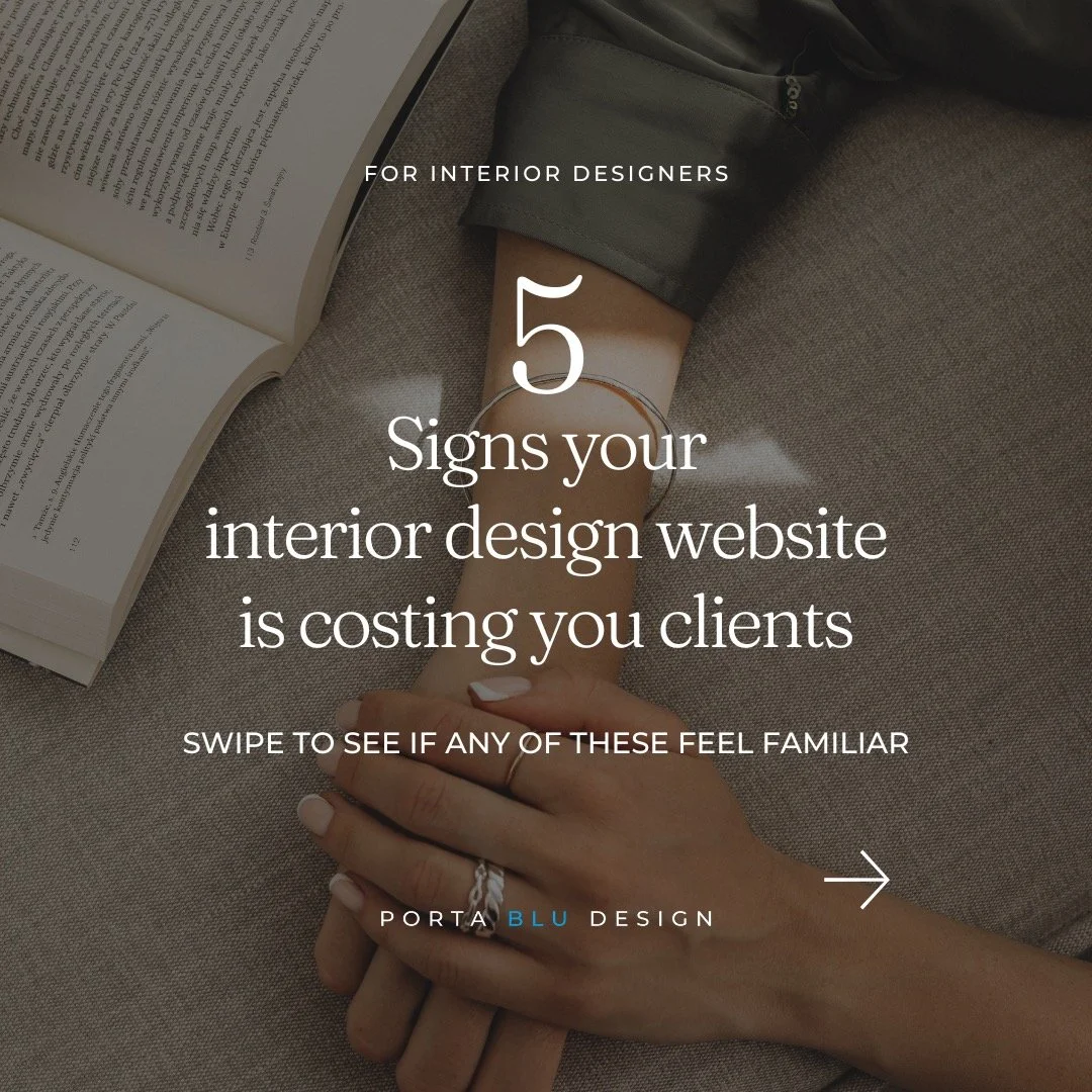 Is your website sending prospective clients to a competitor?

Swipe through to check yours, and save this post for your next site refresh.

 The full diagnostic is on the blog &rarr; link in bio.

#interiordesign #interiordesigner #interiordesignbusi