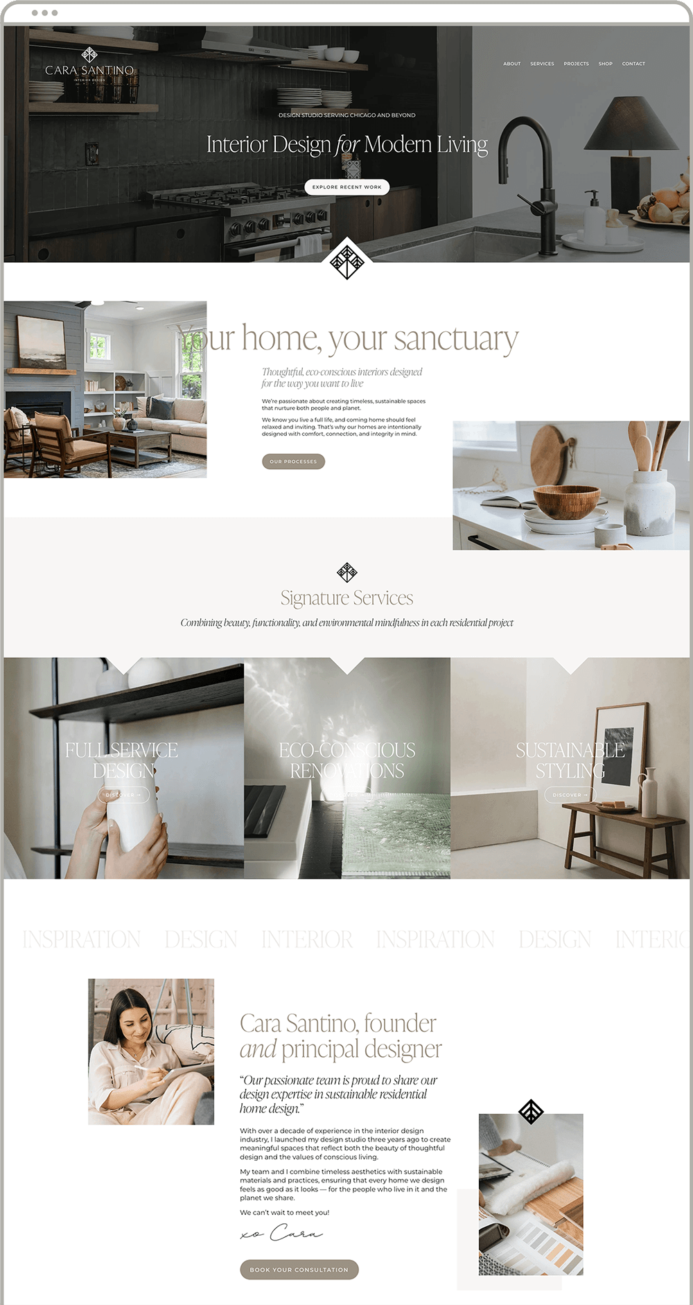 interior design website homepage