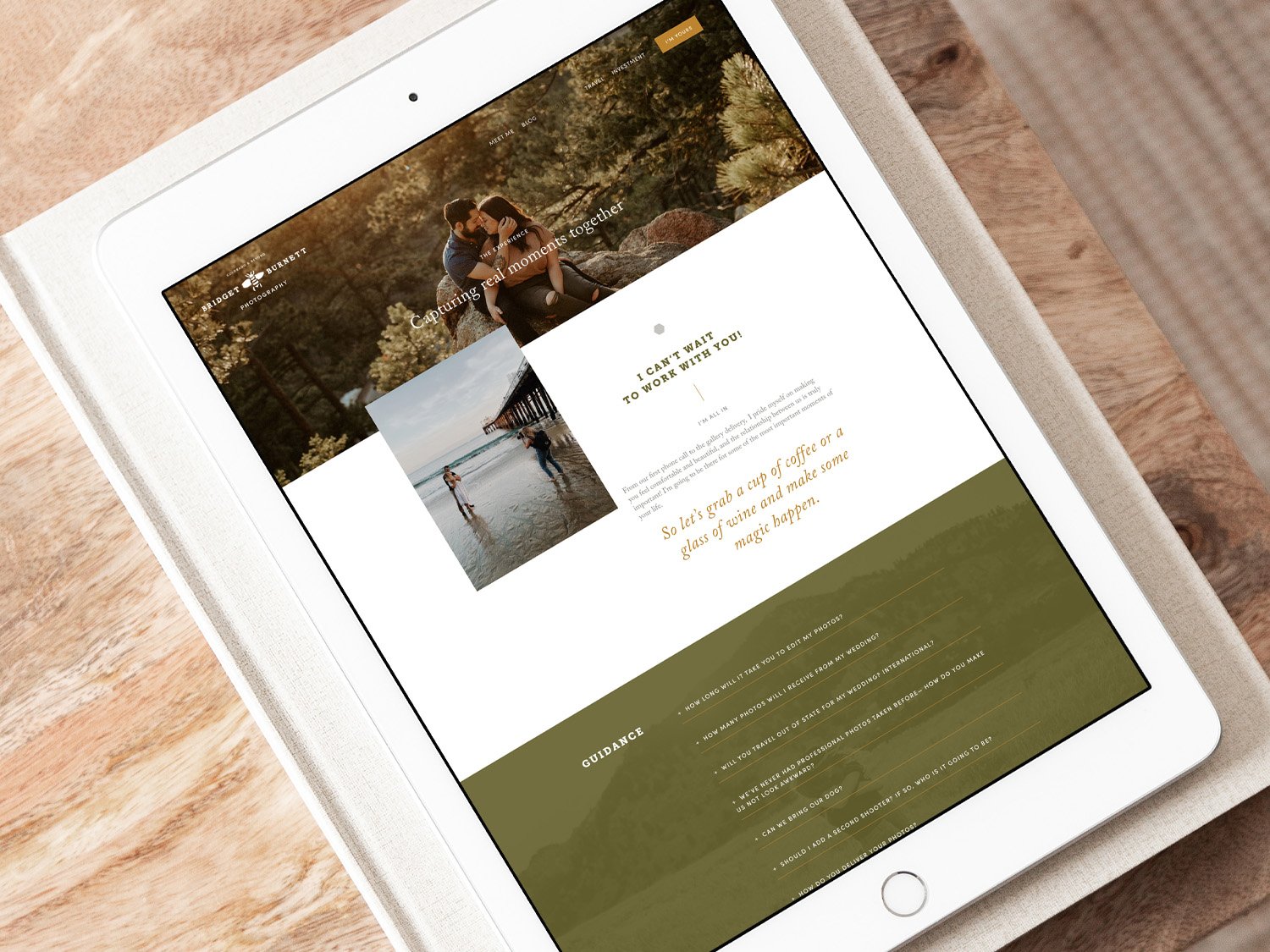 photography website displayed on ipad