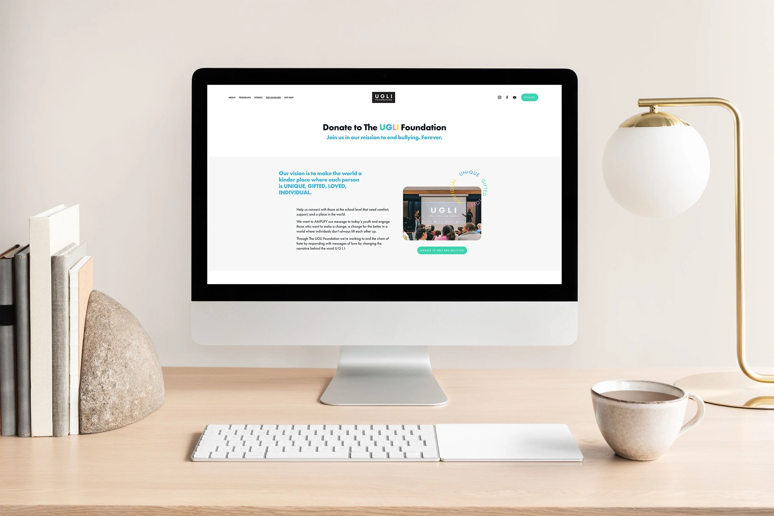 desktop computer displaying nonprofit website