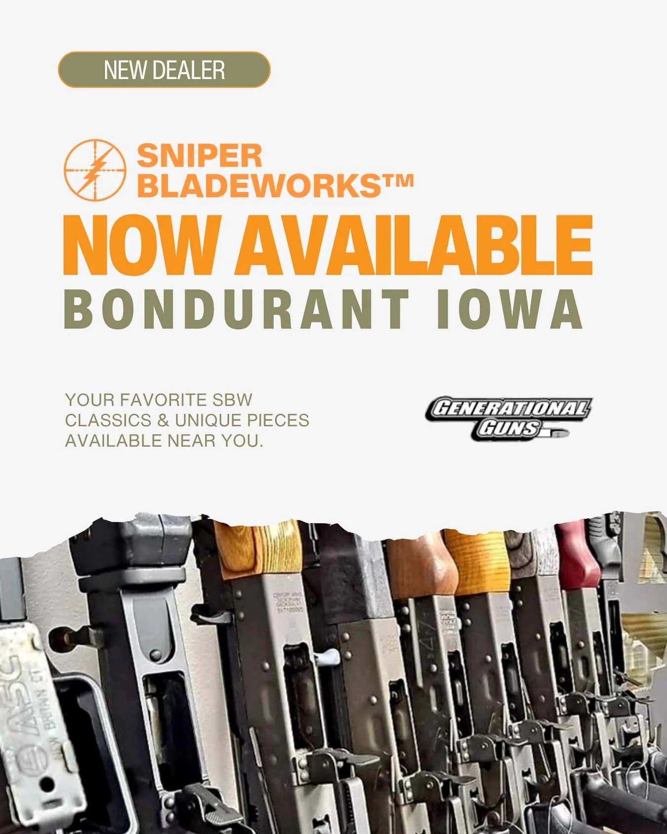 Generational Guns is a family owned, full-service firearms store in Bondurant, IA and now stocks Sniper Bladeworks. 

#sniperbladeworks #sbw #newdealer #iowa #tacticalgear #outdoors
