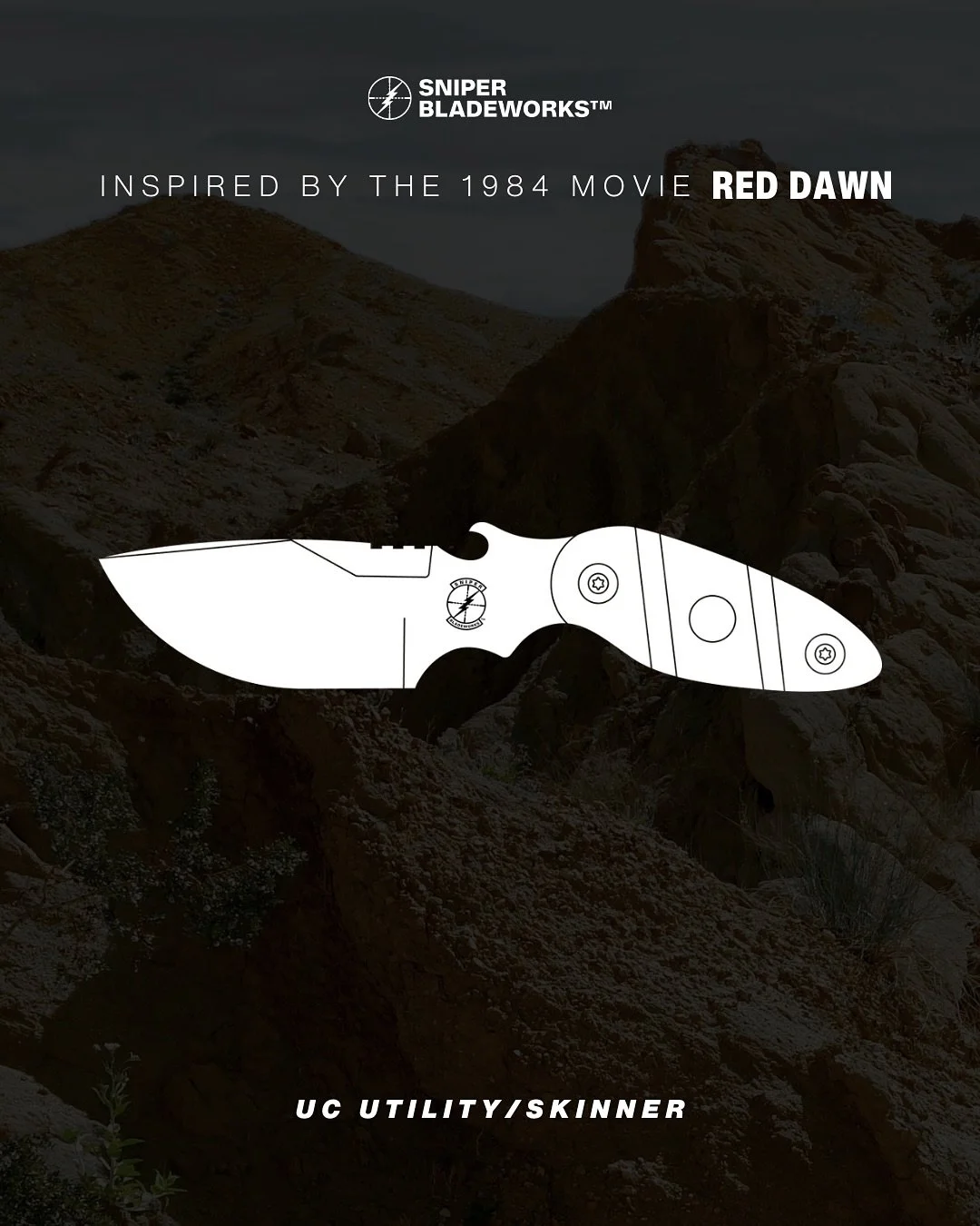 The UC UTILITY/SKINNER - Red Dawn Camo. Live at NOON TODAY.

#sniperbladeworks #sbw #tacticalgear #tacticalblades #reddawndrop #reddawn #newproducts #2026drop