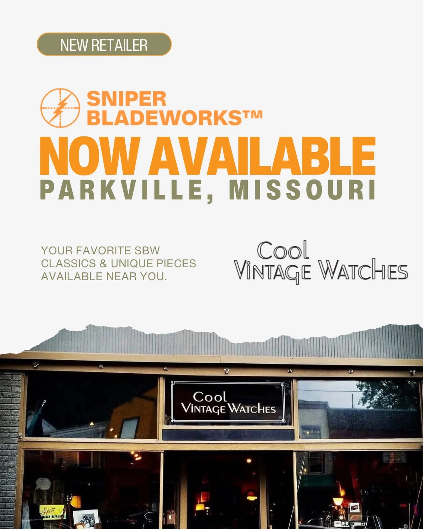 Another new spot to find some unique SBW pieces, Cool Vintage Watches in Parkville, MO! Check them out next time you&rsquo;re in town. 

105 Main Street
Parkville, MO 64152

#sbwretailer #sbwinstores #sbw