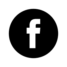 Facebook logo with a white lowercase 'f' on a black circular background
