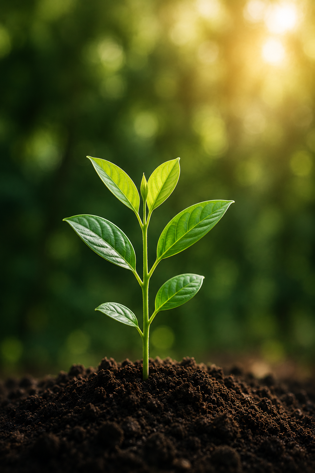 Green plant symbolizing growth, wellness, and community development.