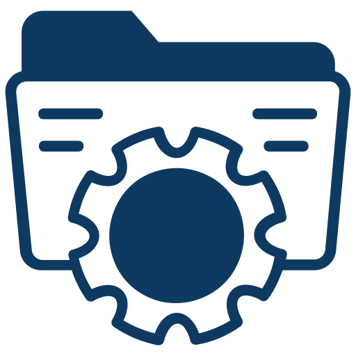 Folder icon with gear symbol, representing settings or configuration